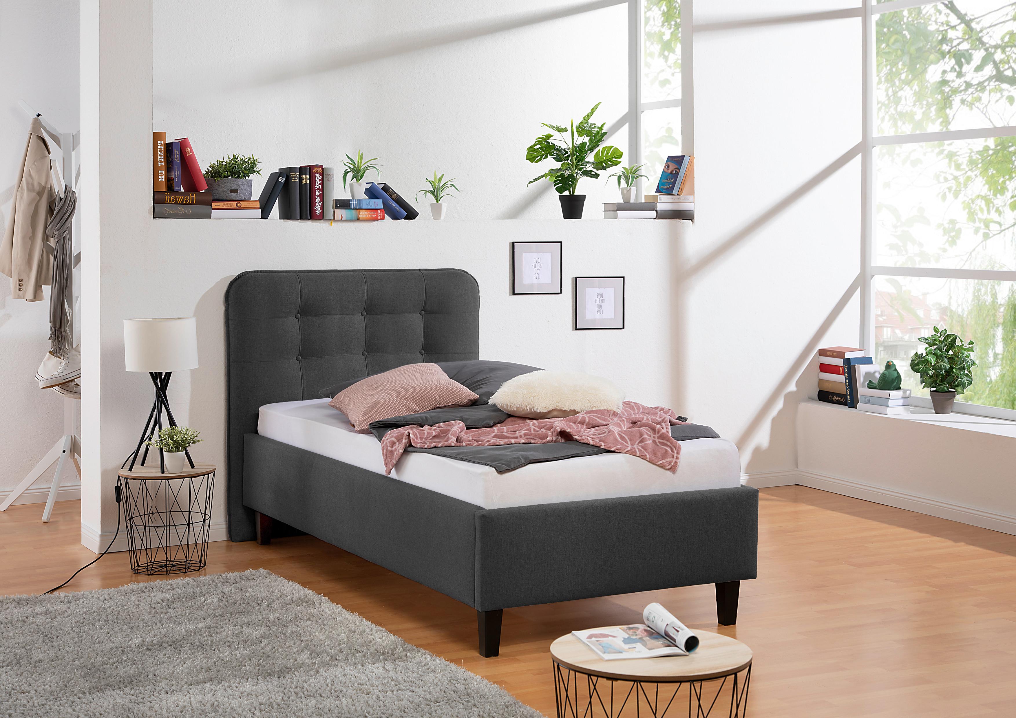 Polsterbett Alian Anthrazit ca. 100x200 cm Textil Livetastic Möbel > Betten > Polsterbetten Anthrazit