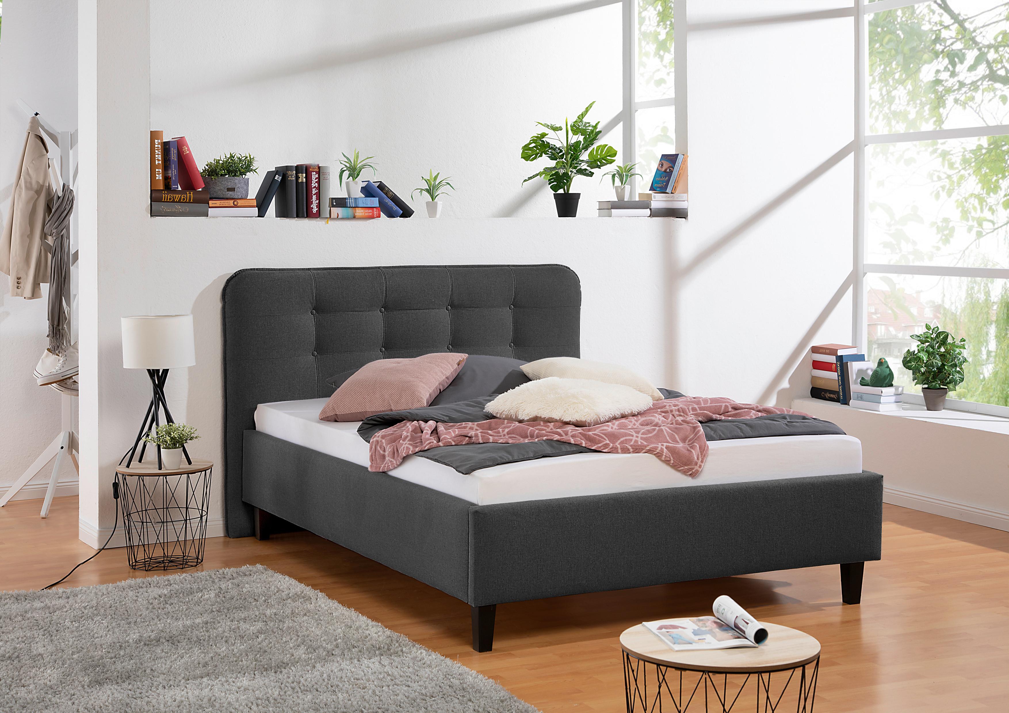 Polsterbett Alian Anthrazit ca. 140x200 cm Textil Livetastic Möbel > Betten > Polsterbetten Anthrazit