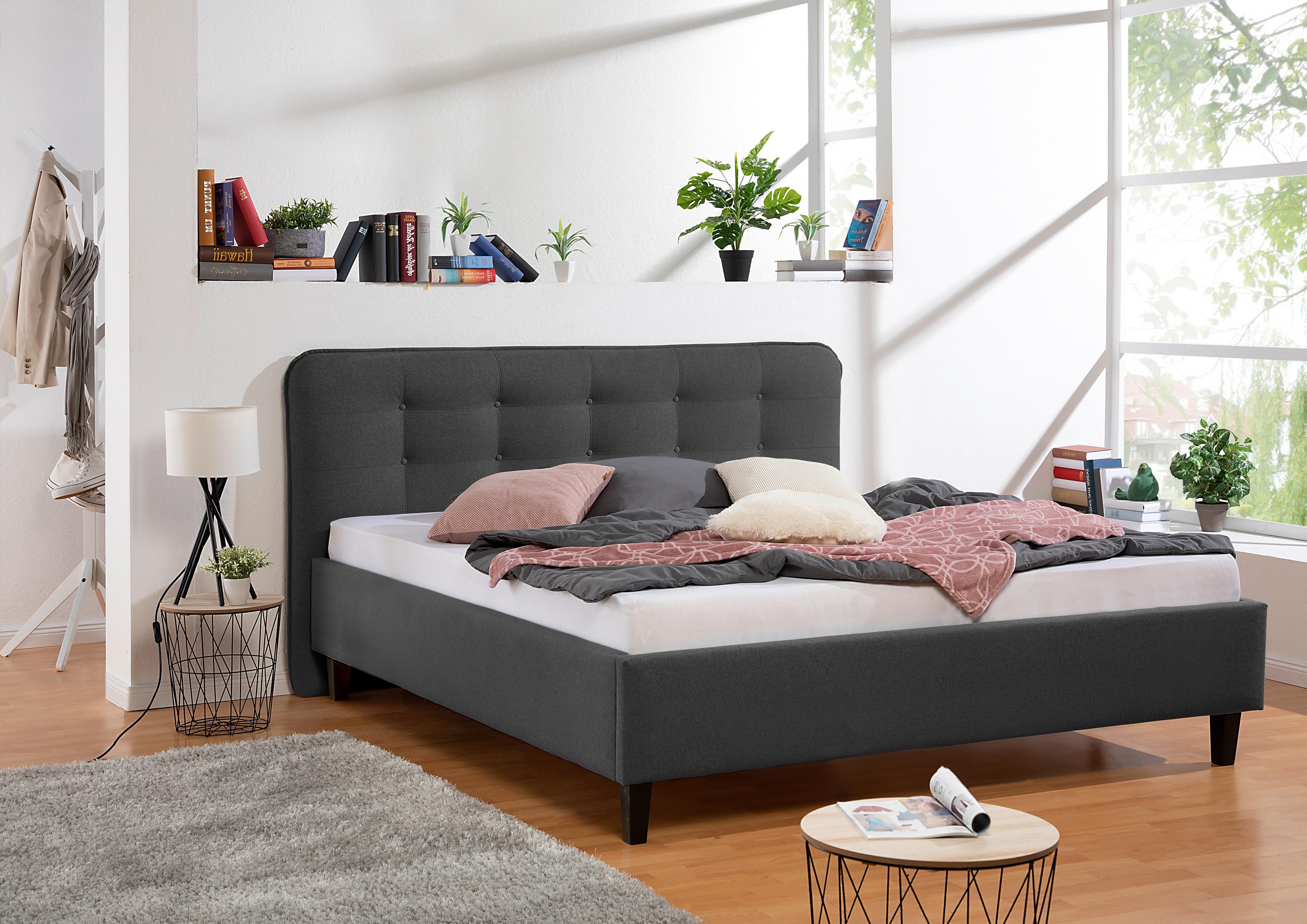 Polsterbett Alian Anthrazit ca. 200x200 cm Textil Livetastic Möbel > Betten > Polsterbetten Anthrazit