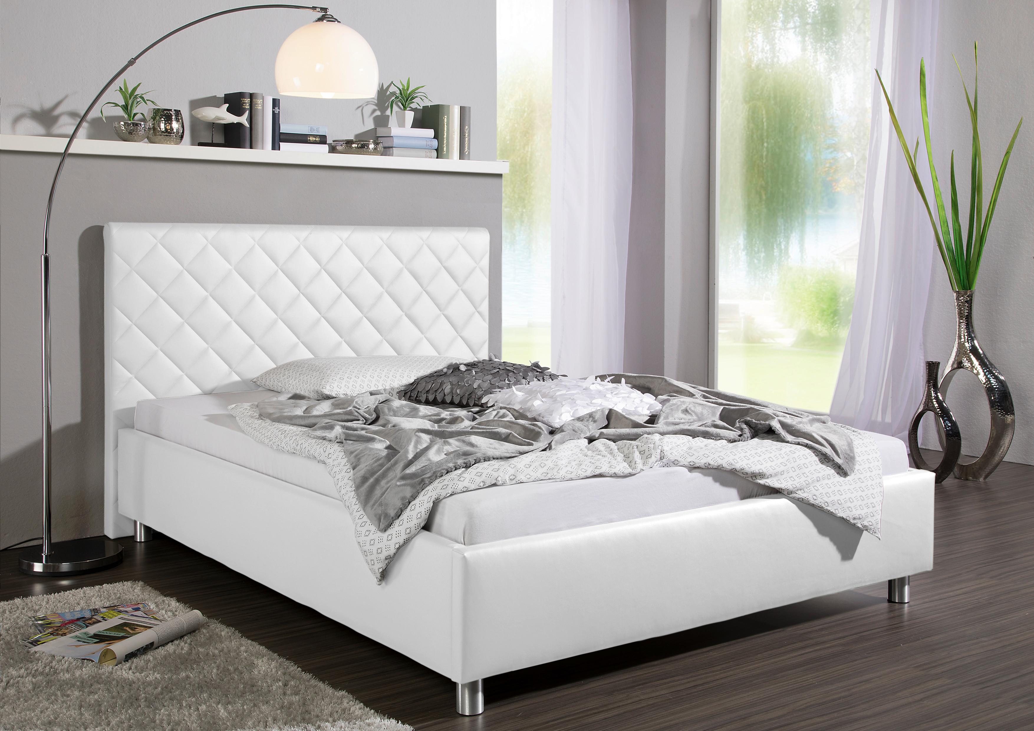 Polsterbett Baltimore Weiß ca. 140x200 cm Textil Livetastic Möbel > Betten > Polsterbetten Weiß