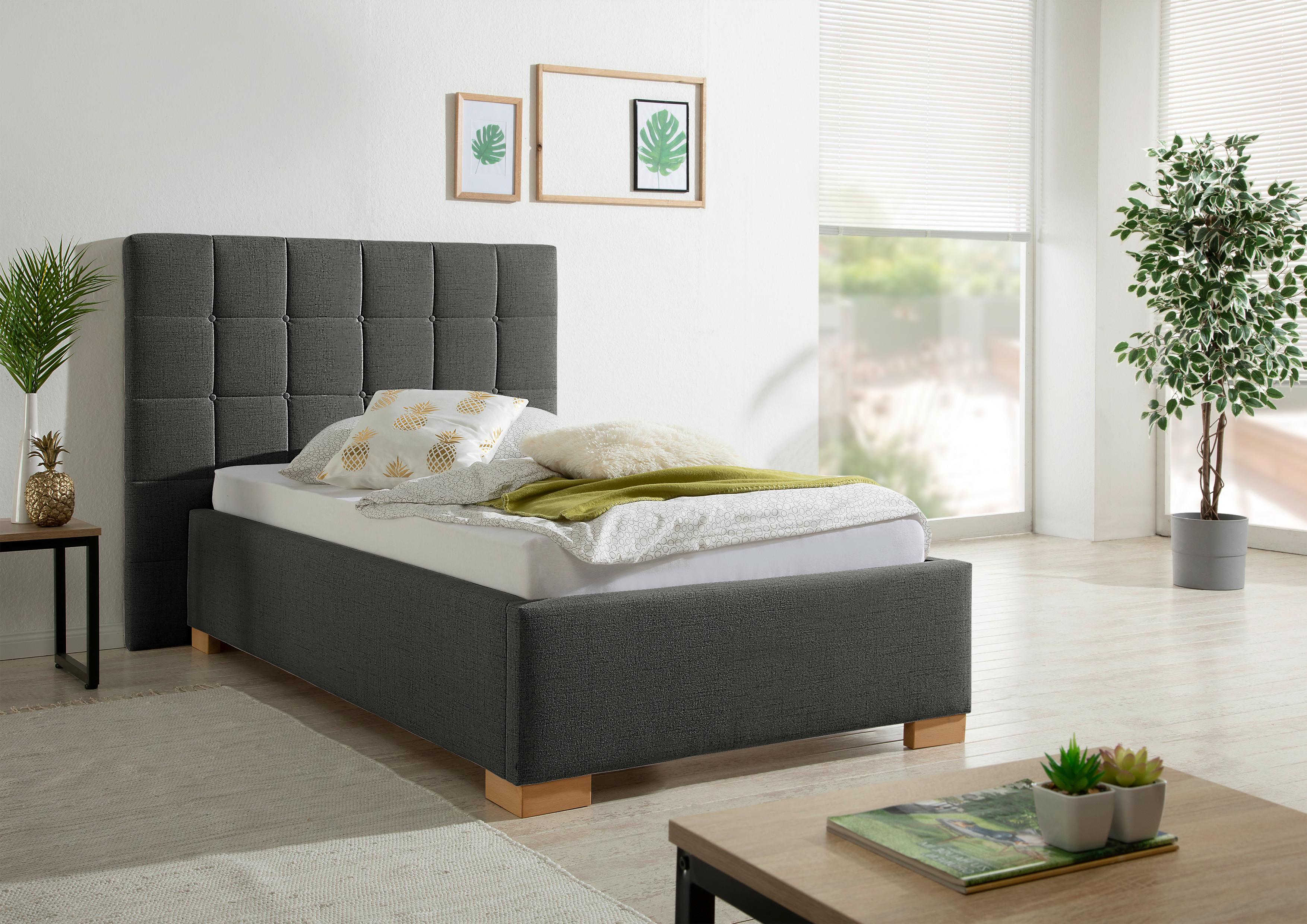 Polsterbett Cueno Anthrazit ca. 100x200 cm Textil Livetastic Möbel > Betten > Polsterbetten Anthrazit