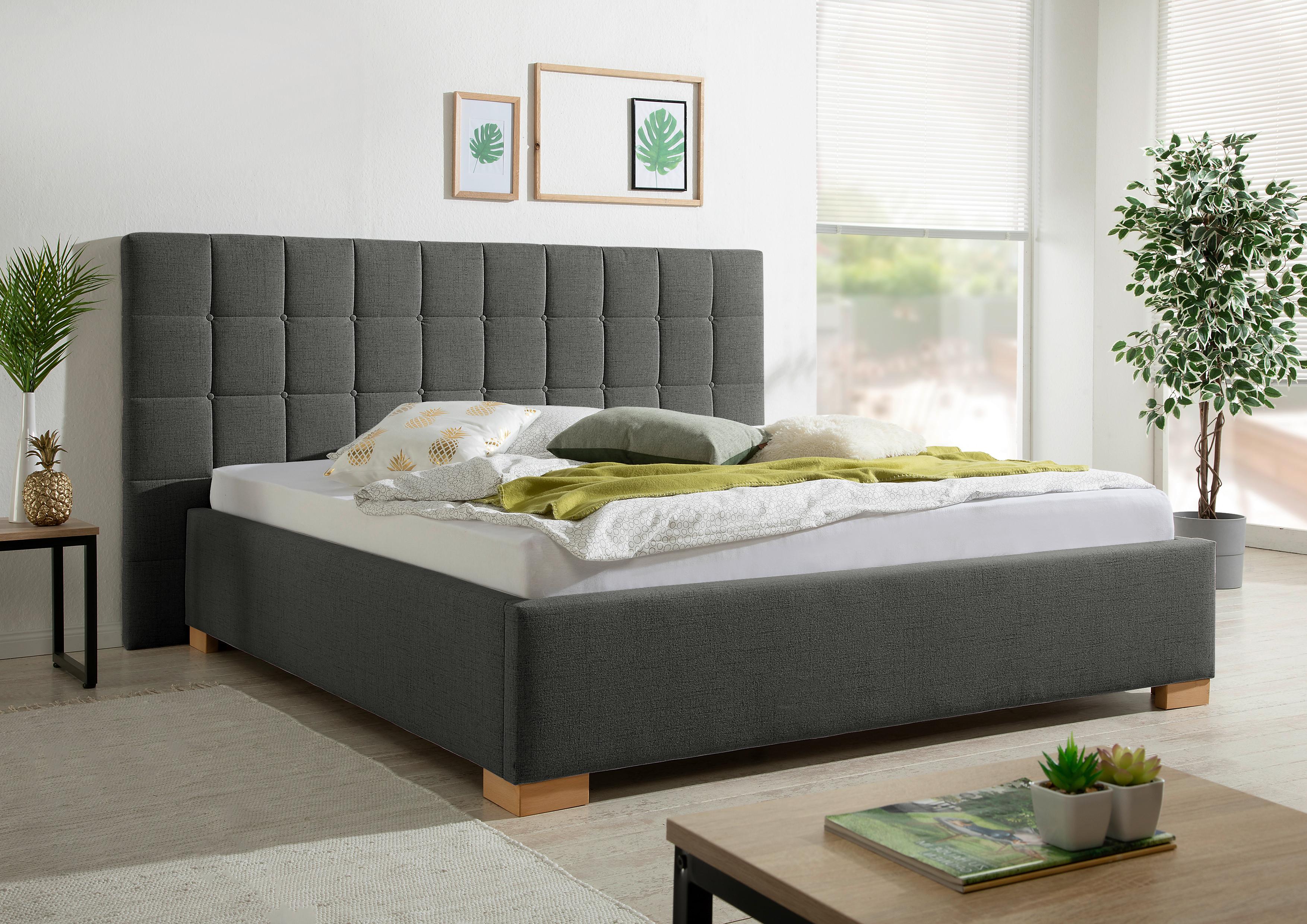 Polsterbett Cueno Anthrazit ca. 200x200 cm Textil Livetastic Möbel > Betten > Polsterbetten Anthrazit