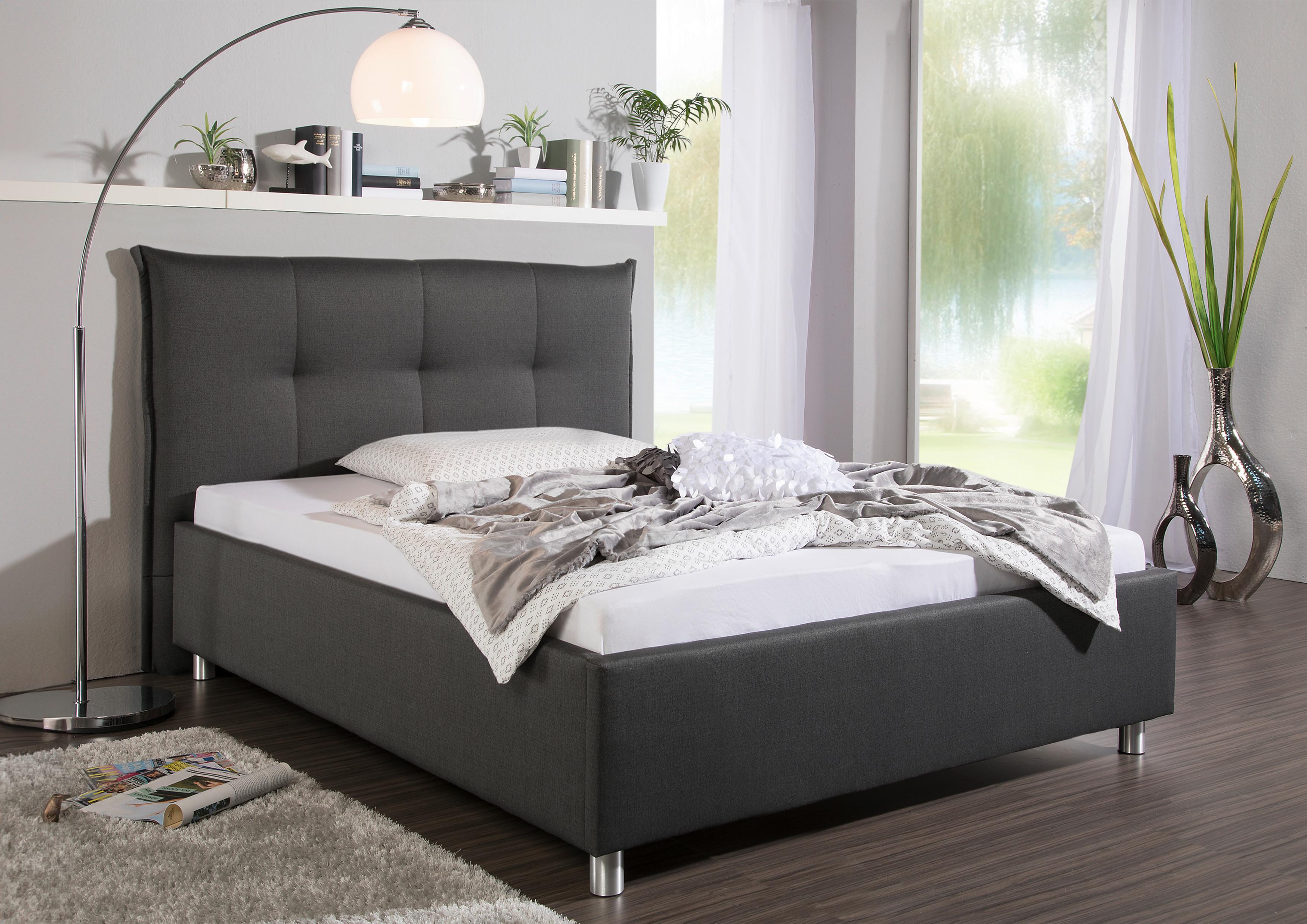 Polsterbett Fraser Anthrazit ca. 100x200 cm Textil Livetastic Möbel > Betten > Polsterbetten Anthrazit