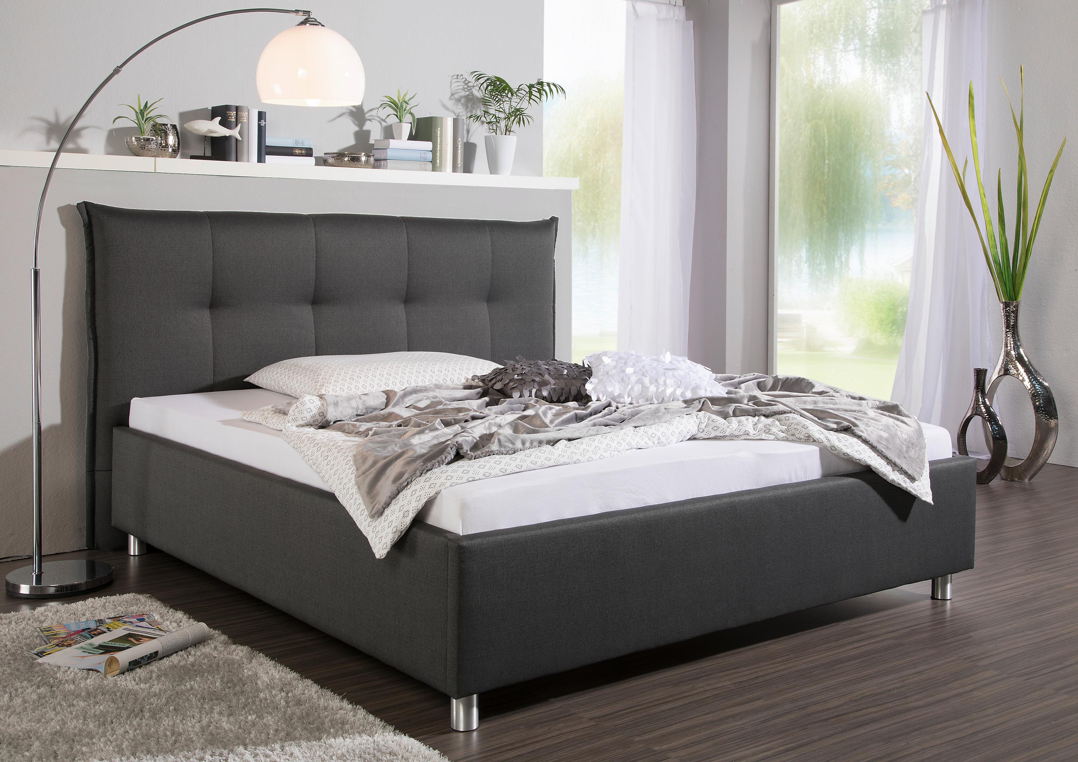 Polsterbett Fraser Anthrazit ca. 200x200 cm Textil Livetastic Möbel > Betten > Polsterbetten Anthrazit