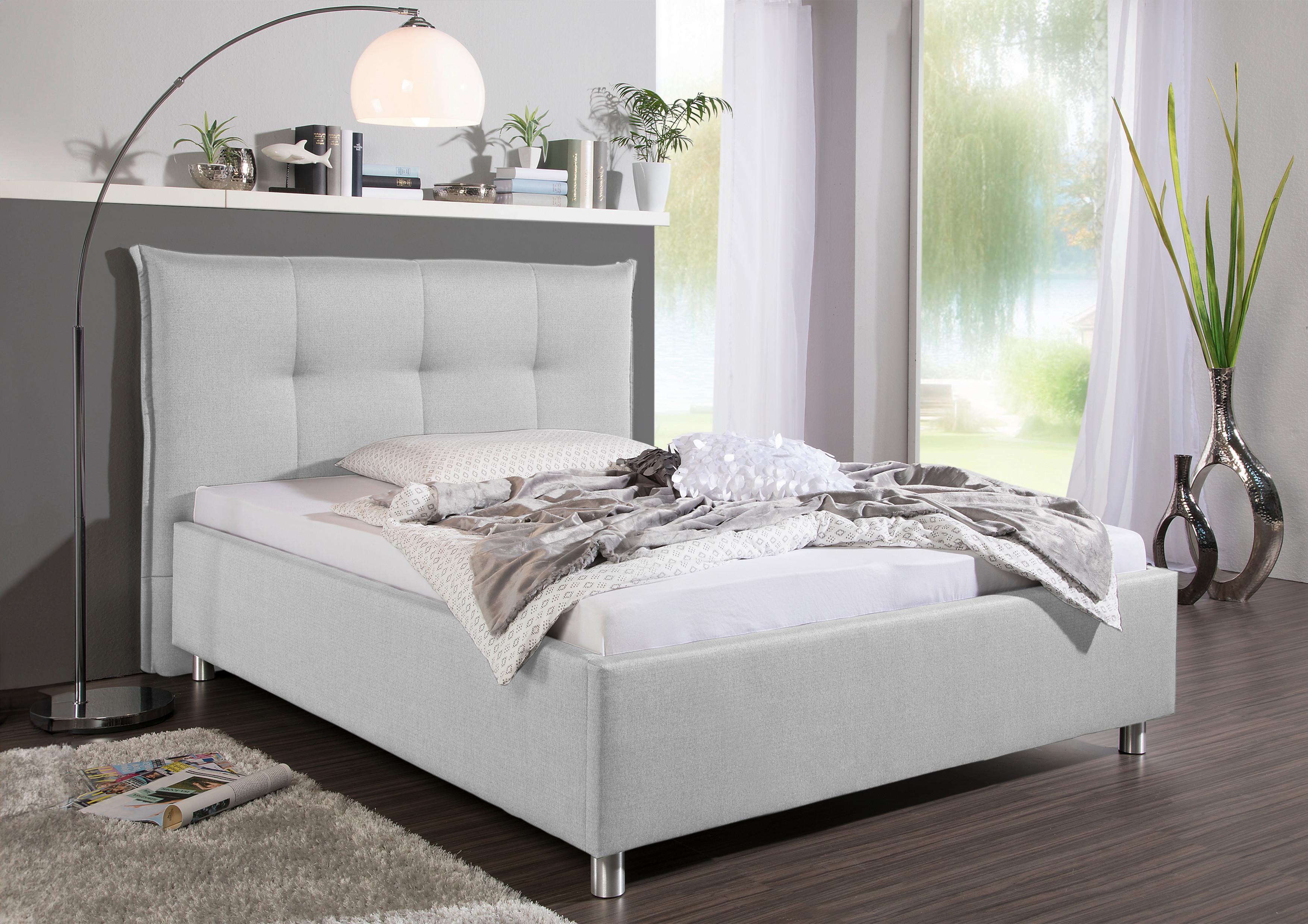 Polsterbett Fraser Hellgrau ca. 100x200 cm Textil Livetastic Möbel > Betten > Polsterbetten Grau