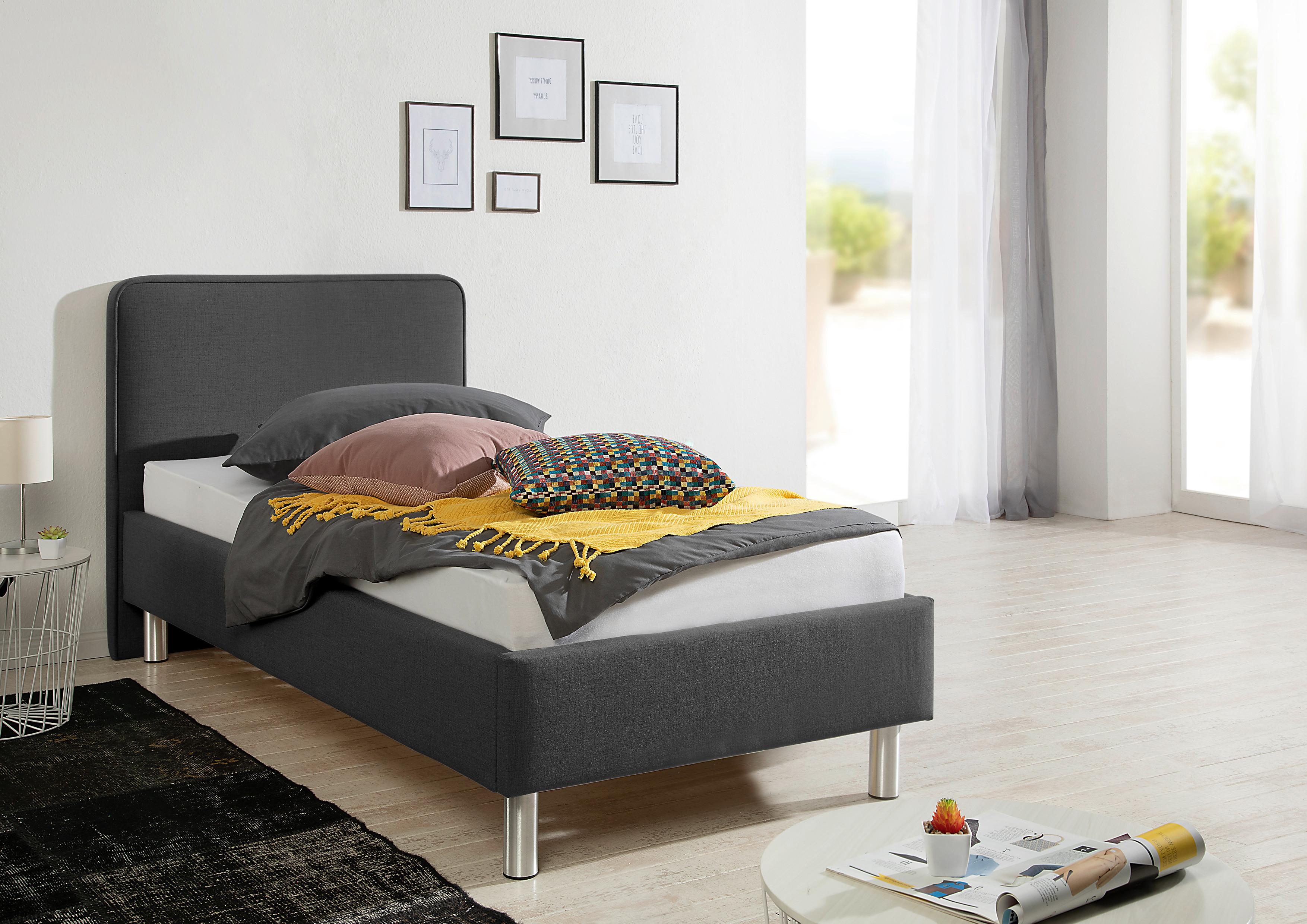 Polsterbett Jone Anthrazit ca. 100x200 cm Textil Livetastic Möbel > Betten > Polsterbetten Anthrazit