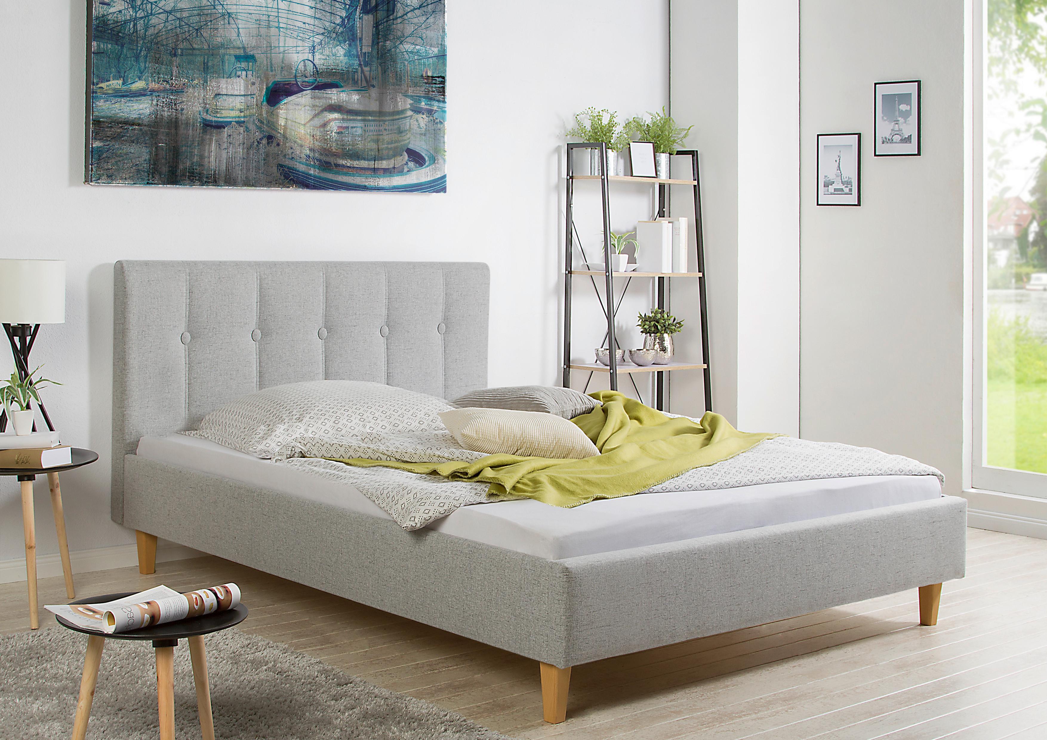 Polsterbett Kenny Hellgrau ca. 140x200 cm Textil Livetastic Möbel > Betten > Polsterbetten Grau