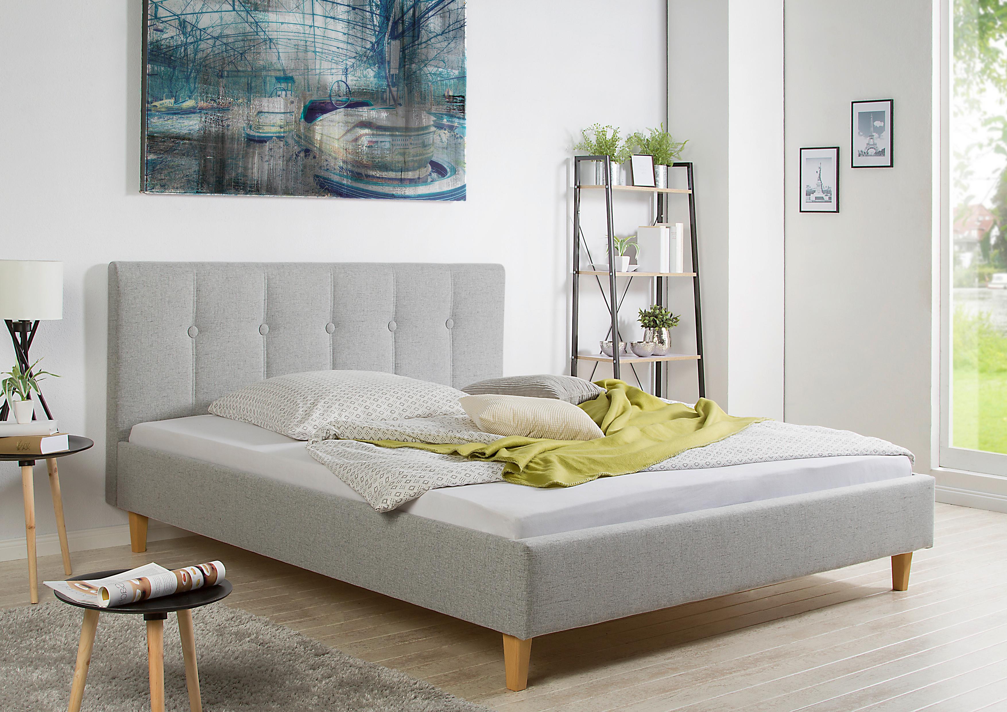 Polsterbett Kenny Hellgrau ca. 200x200 cm Textil Livetastic Möbel > Betten > Polsterbetten Grau