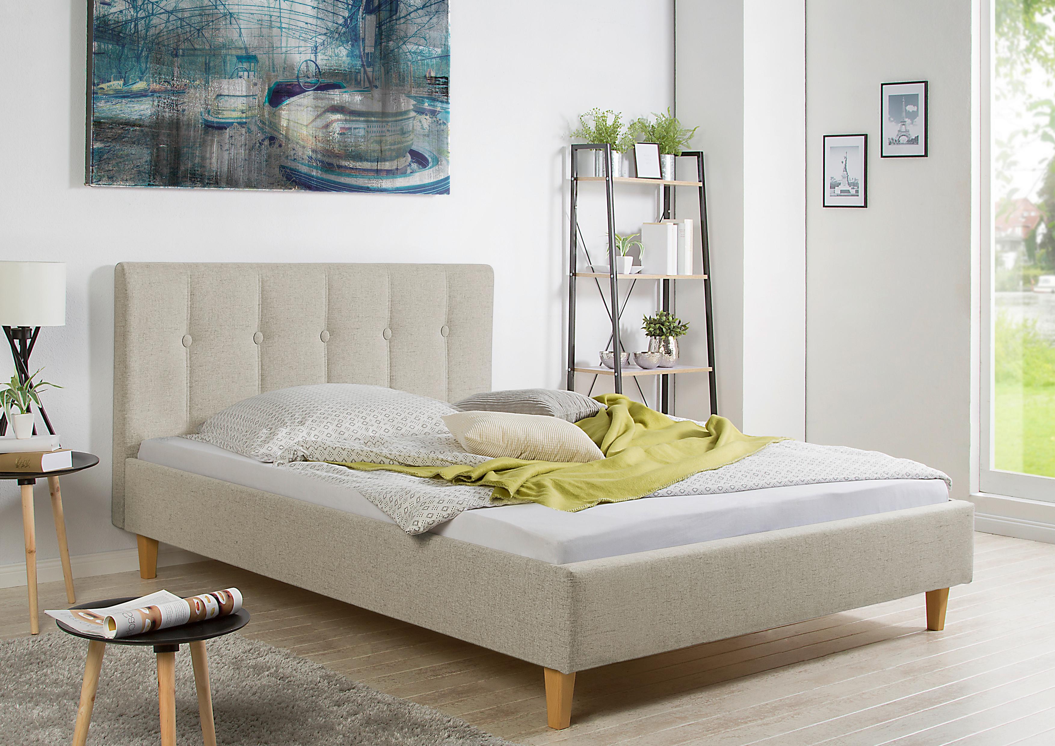 Polsterbett Kenny Beige ca. 100x200 cm Textil Livetastic Möbel > Betten > Polsterbetten Beige