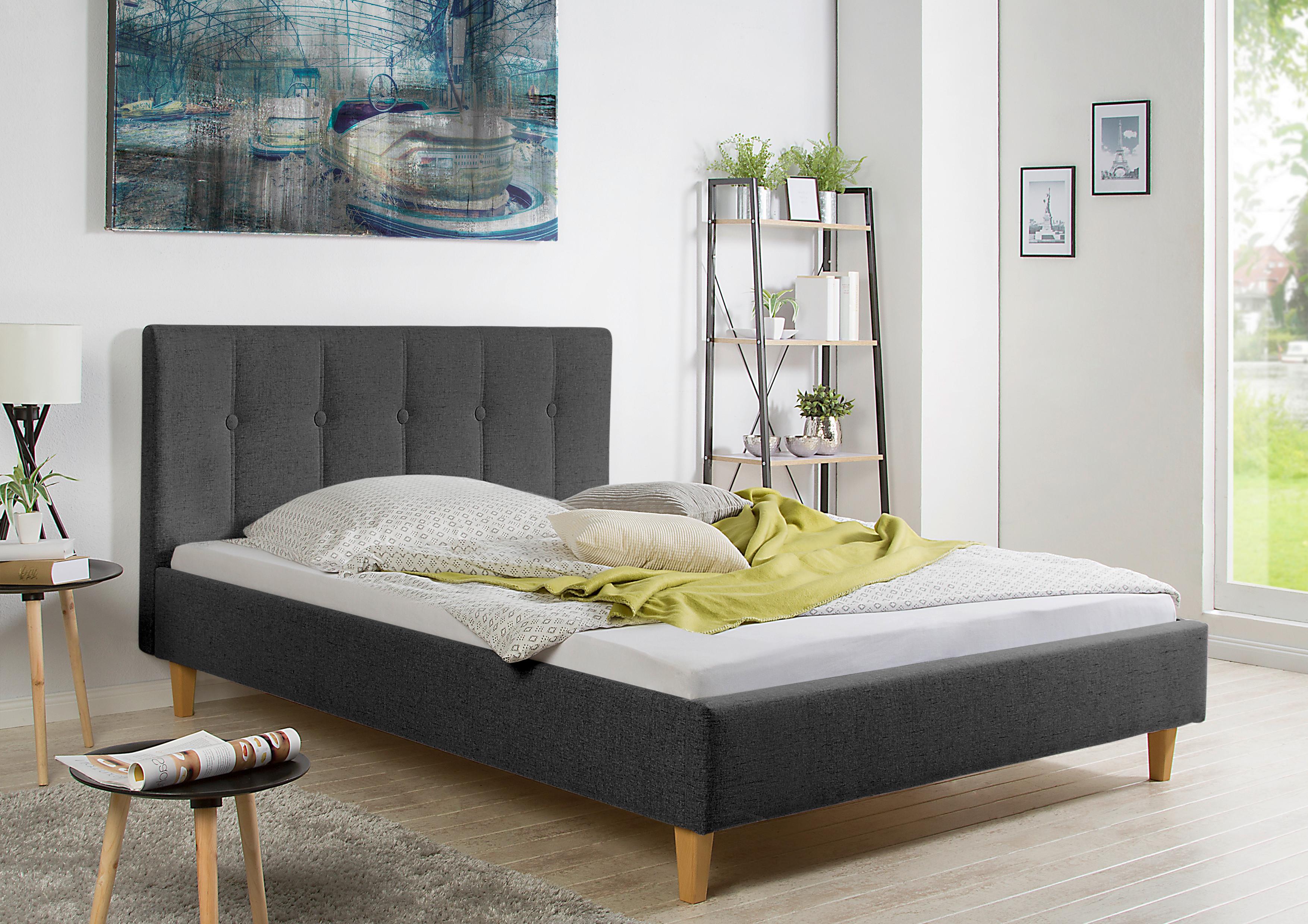 Polsterbett Kenny Anthrazit ca. 140x200 cm Textil Livetastic Möbel > Betten > Polsterbetten Anthrazit