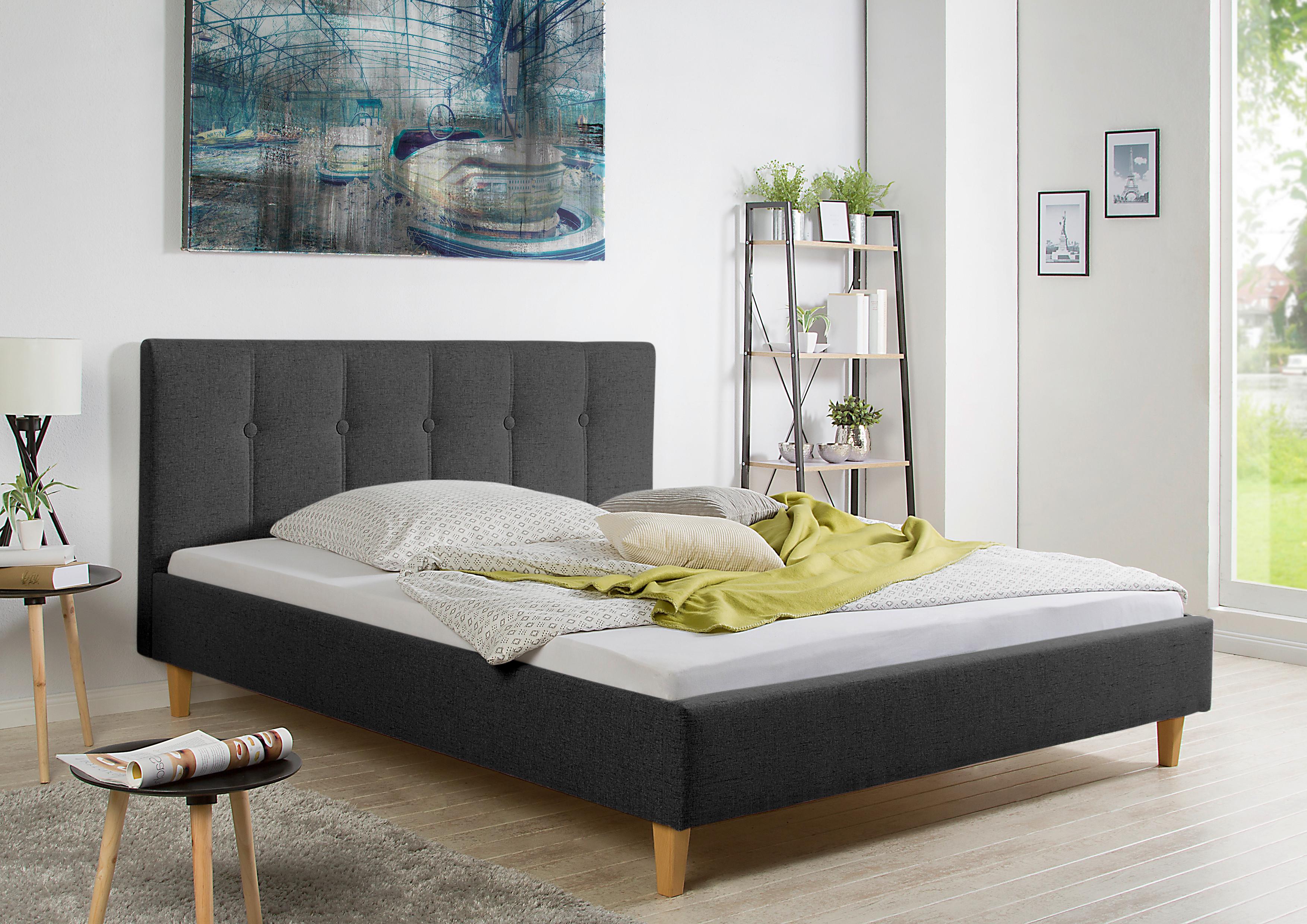Polsterbett Kenny Anthrazit ca. 180x200 cm Textil Livetastic Möbel > Betten > Doppelbetten Anthrazit