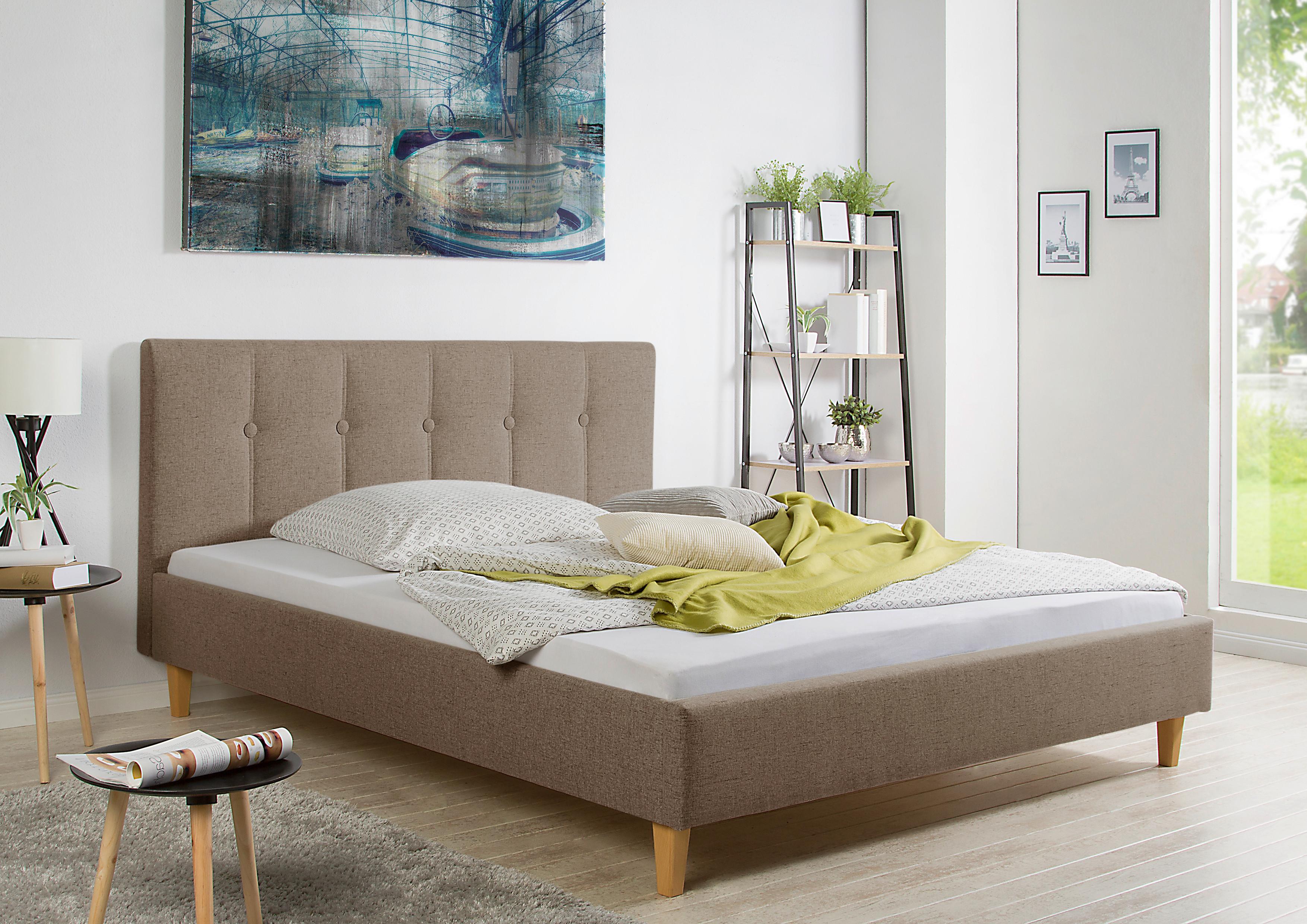 Polsterbett Kenny Hellbraun ca. 200x200 cm Textil Livetastic Möbel > Betten > Polsterbetten Braun