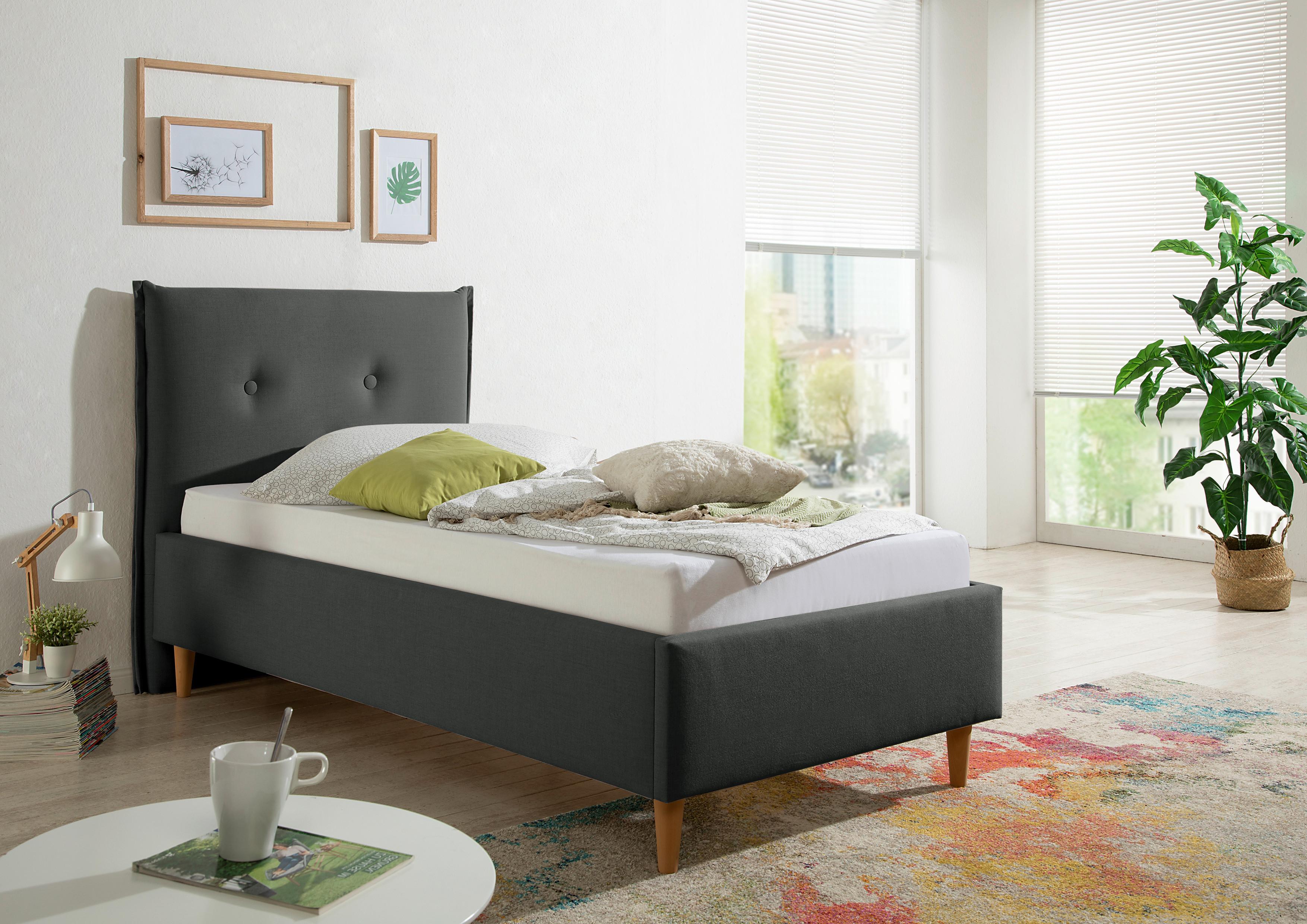 Polsterbett Nelo Anthrazit ca. 100x200 cm Textil Livetastic Möbel > Betten > Polsterbetten Anthrazit