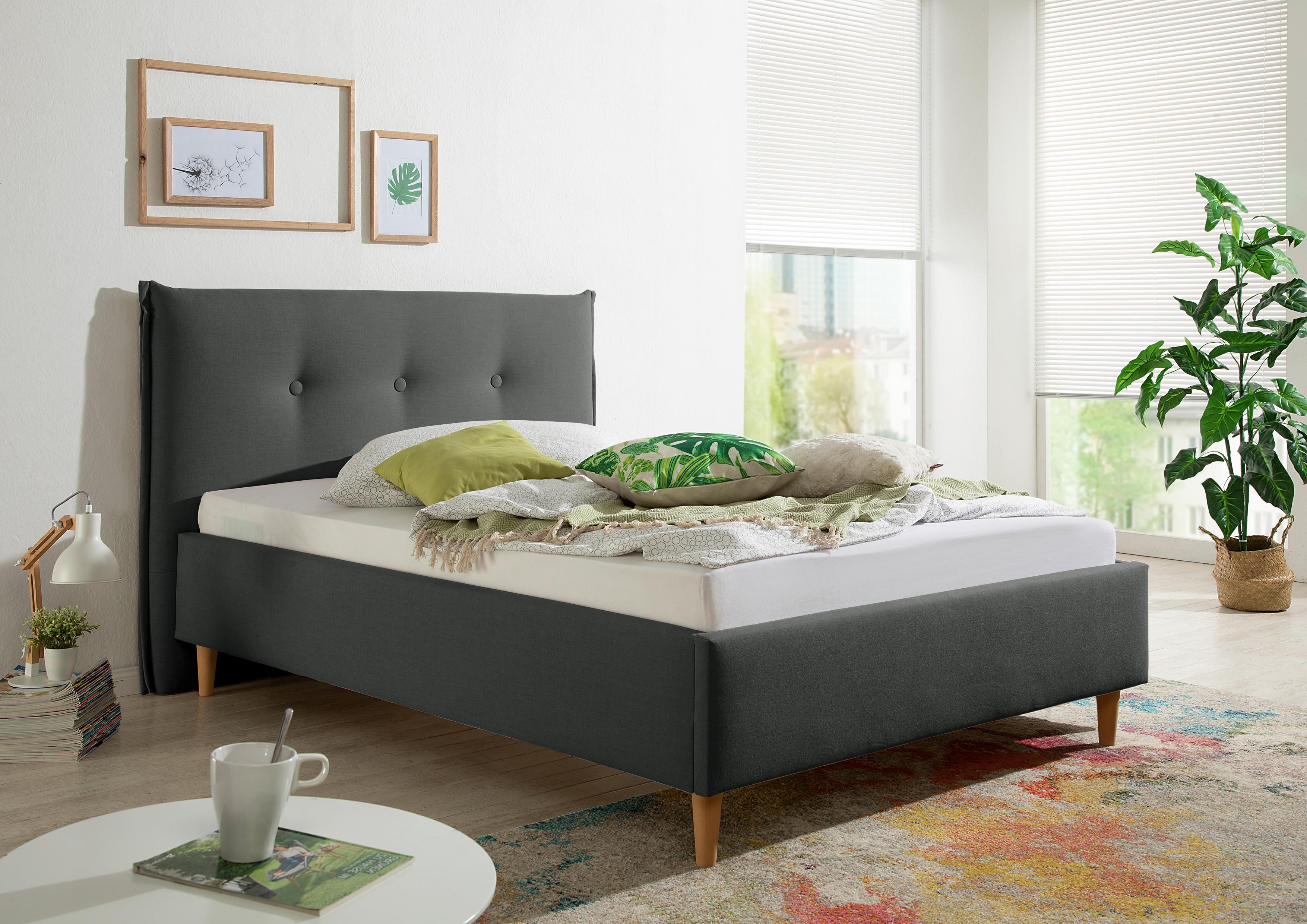 Polsterbett Nelo Anthrazit ca. 140x200 cm Textil Livetastic Möbel > Betten > Polsterbetten Anthrazit
