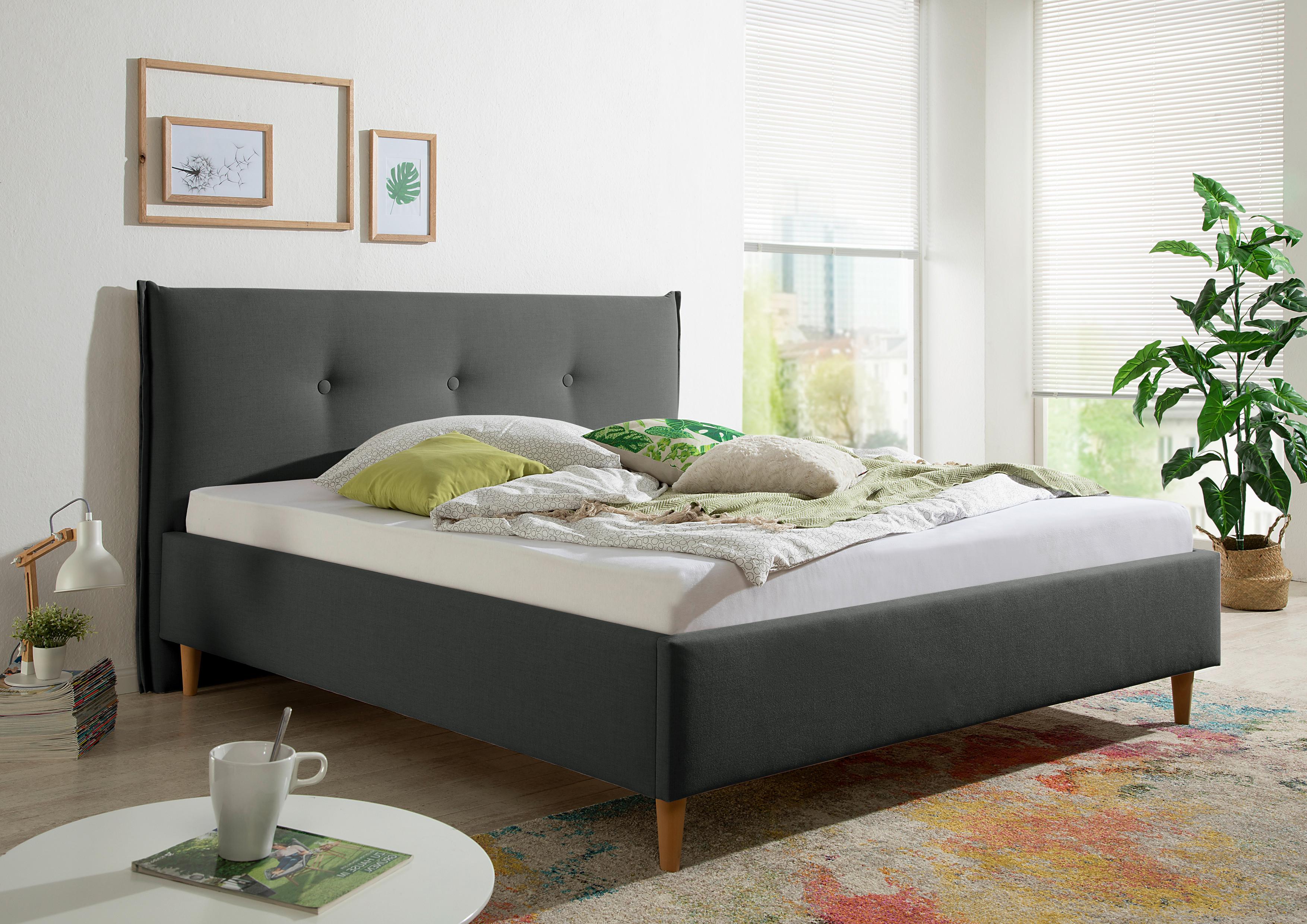 Polsterbett Nelo Anthrazit ca. 160x200 cm Textil Livetastic Möbel > Betten > Polsterbetten Anthrazit