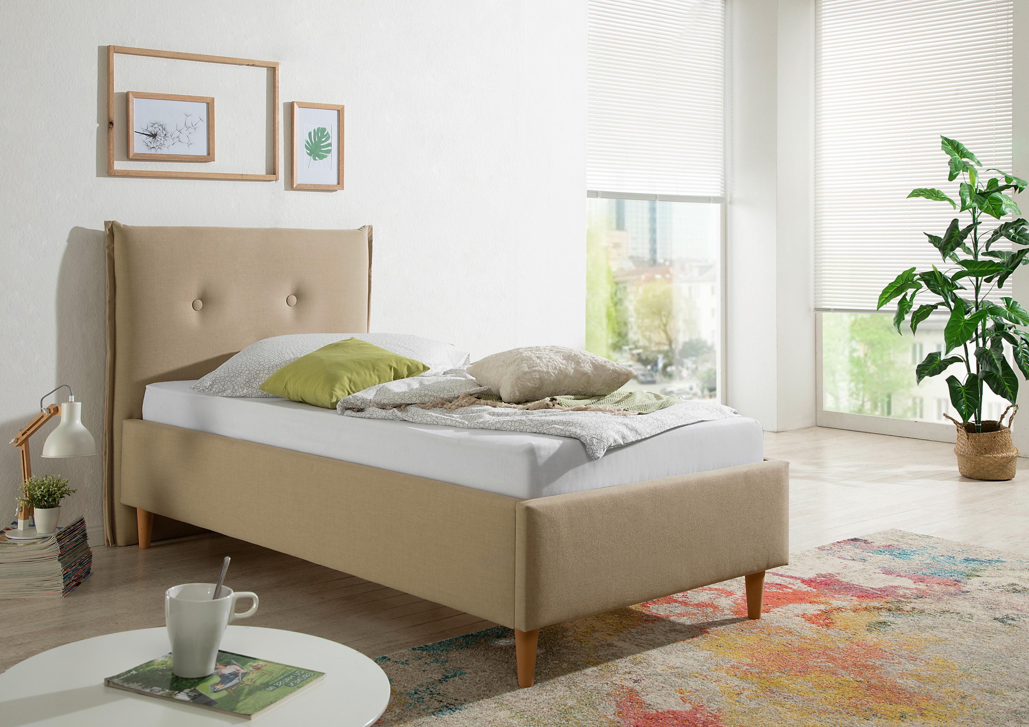 Polsterbett Nelo Beige ca. 100x200 cm Textil Livetastic Möbel > Betten > Polsterbetten Beige