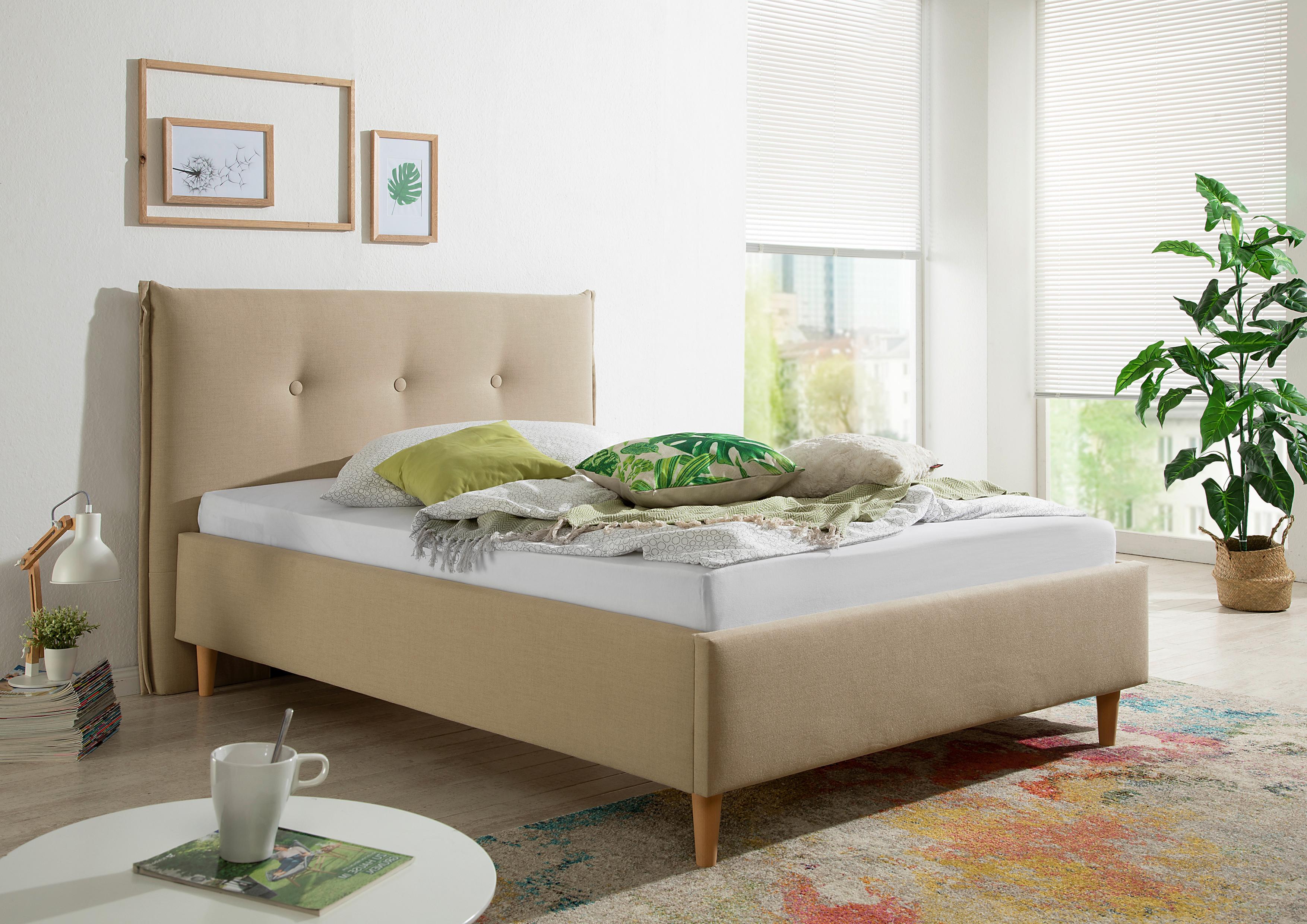 Polsterbett Nelo Grau ca. 140x200 cm Textil Livetastic Möbel > Betten > Polsterbetten Beige