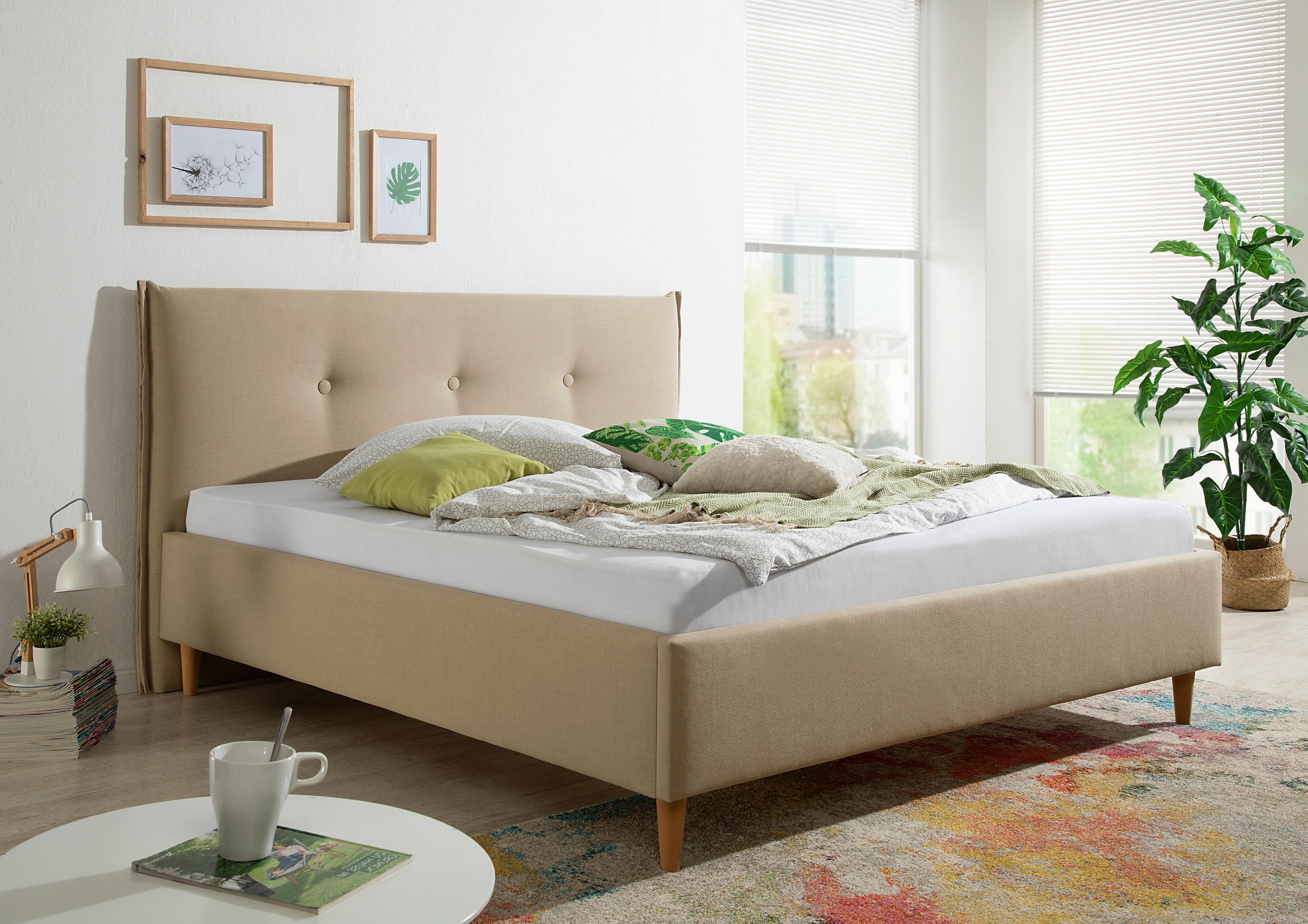 Polsterbett Nelo Beige ca. 180x200 cm Textil Livetastic Möbel > Betten > Polsterbetten Beige