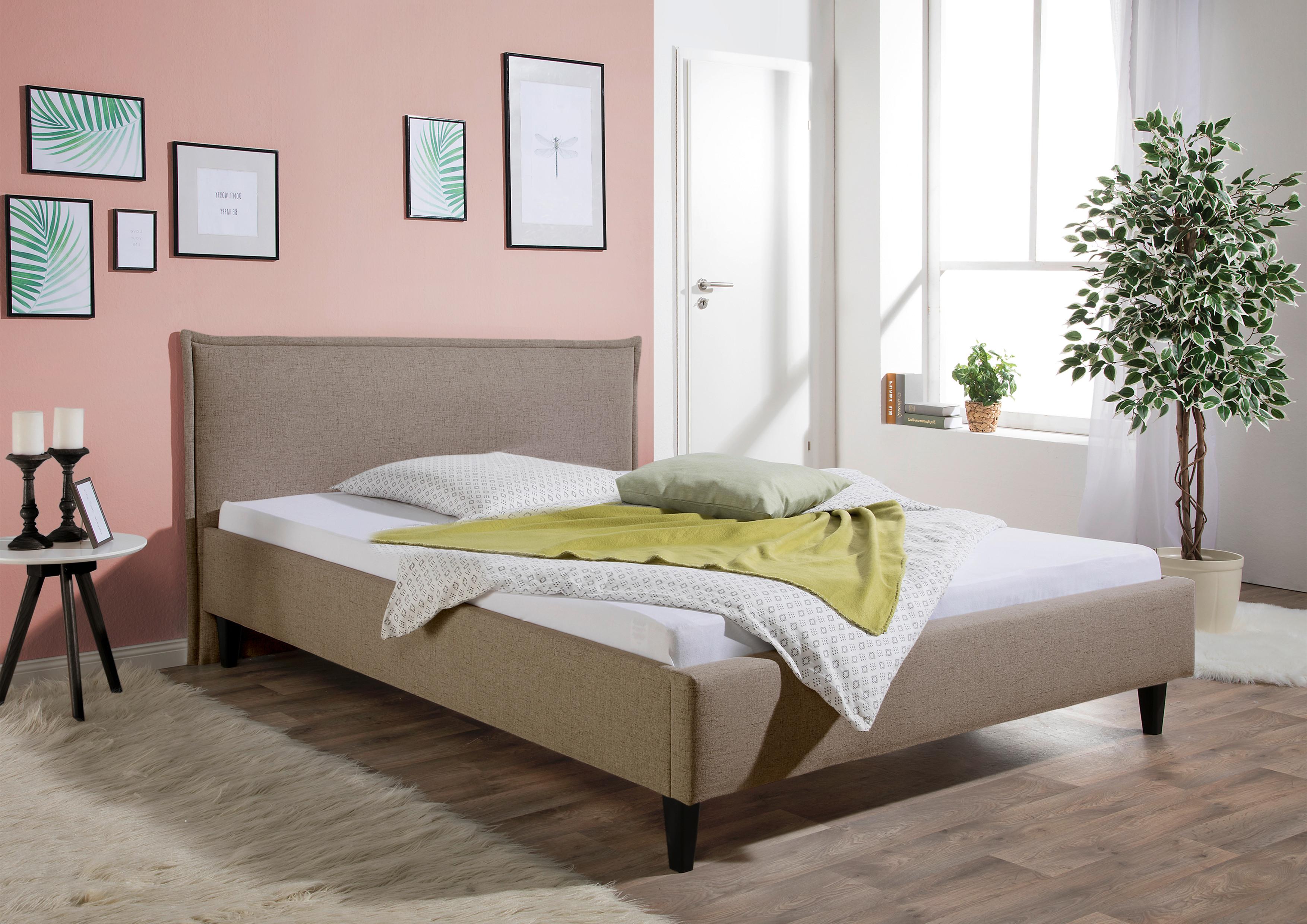 Polsterbett Roswell Hellbraun ca. 100x200 cm Textil Livetastic Möbel > Betten > Polsterbetten Braun