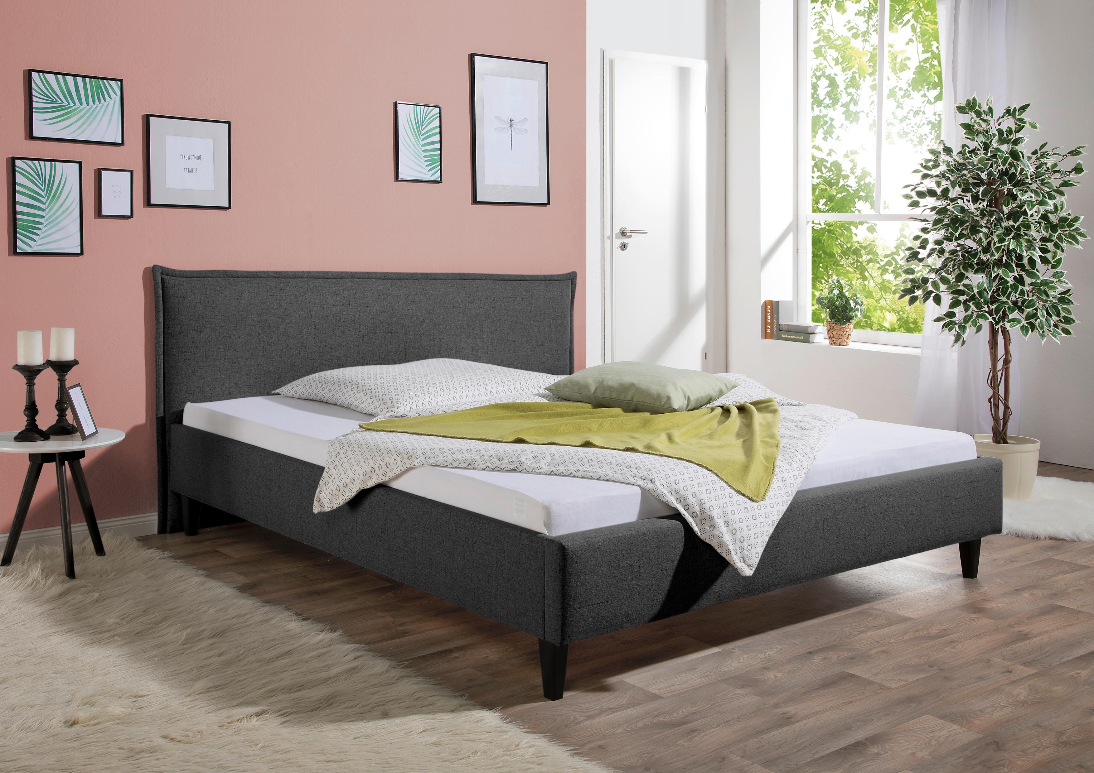 Polsterbett Rosewell Anthrazit ca. 160x200 cm Textil Livetastic Möbel > Betten > Polsterbetten Anthrazit