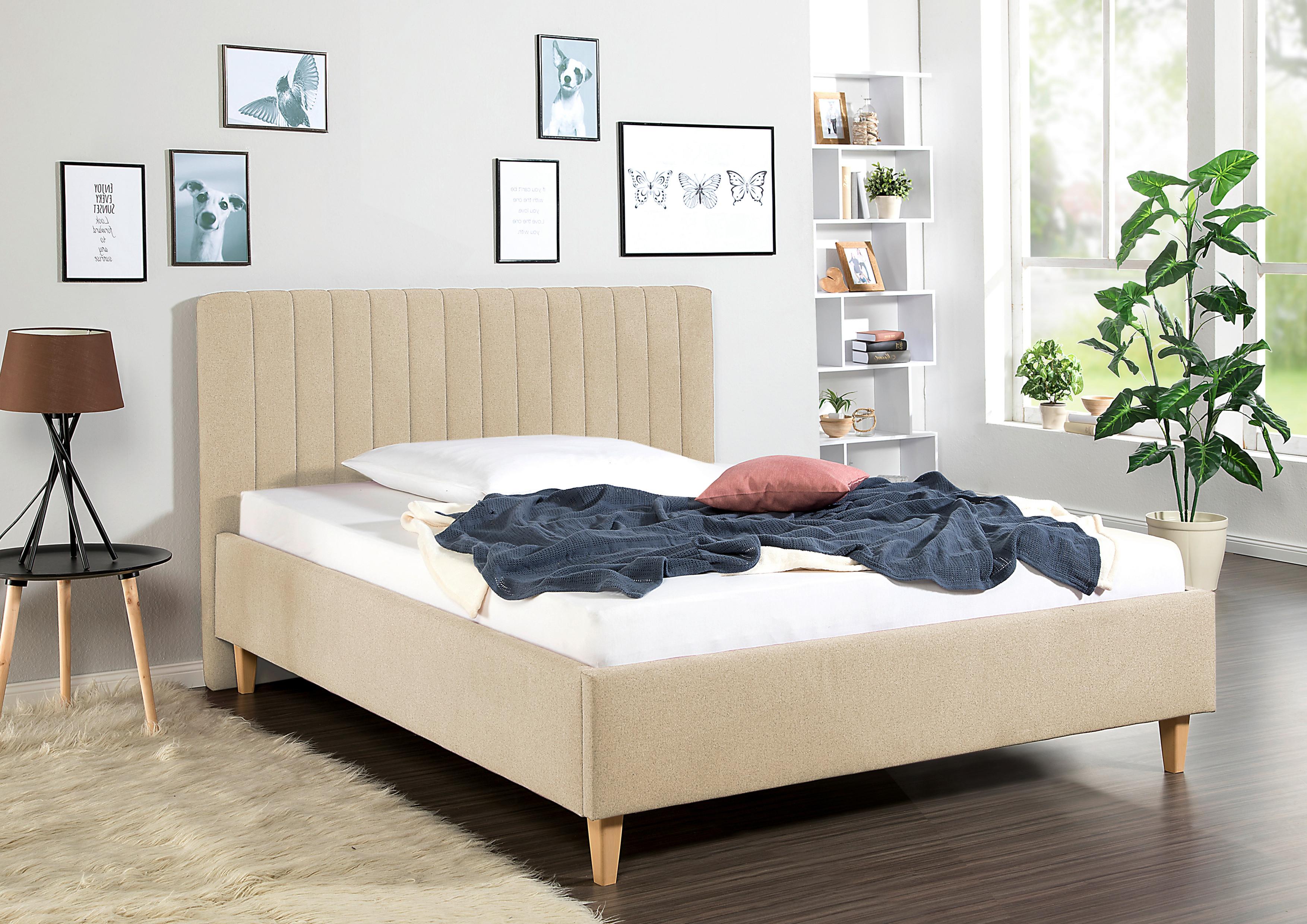 Polsterbett Sierro Beige ca. 140x200 cm Textil Livetastic Möbel > Betten > Polsterbetten Beige