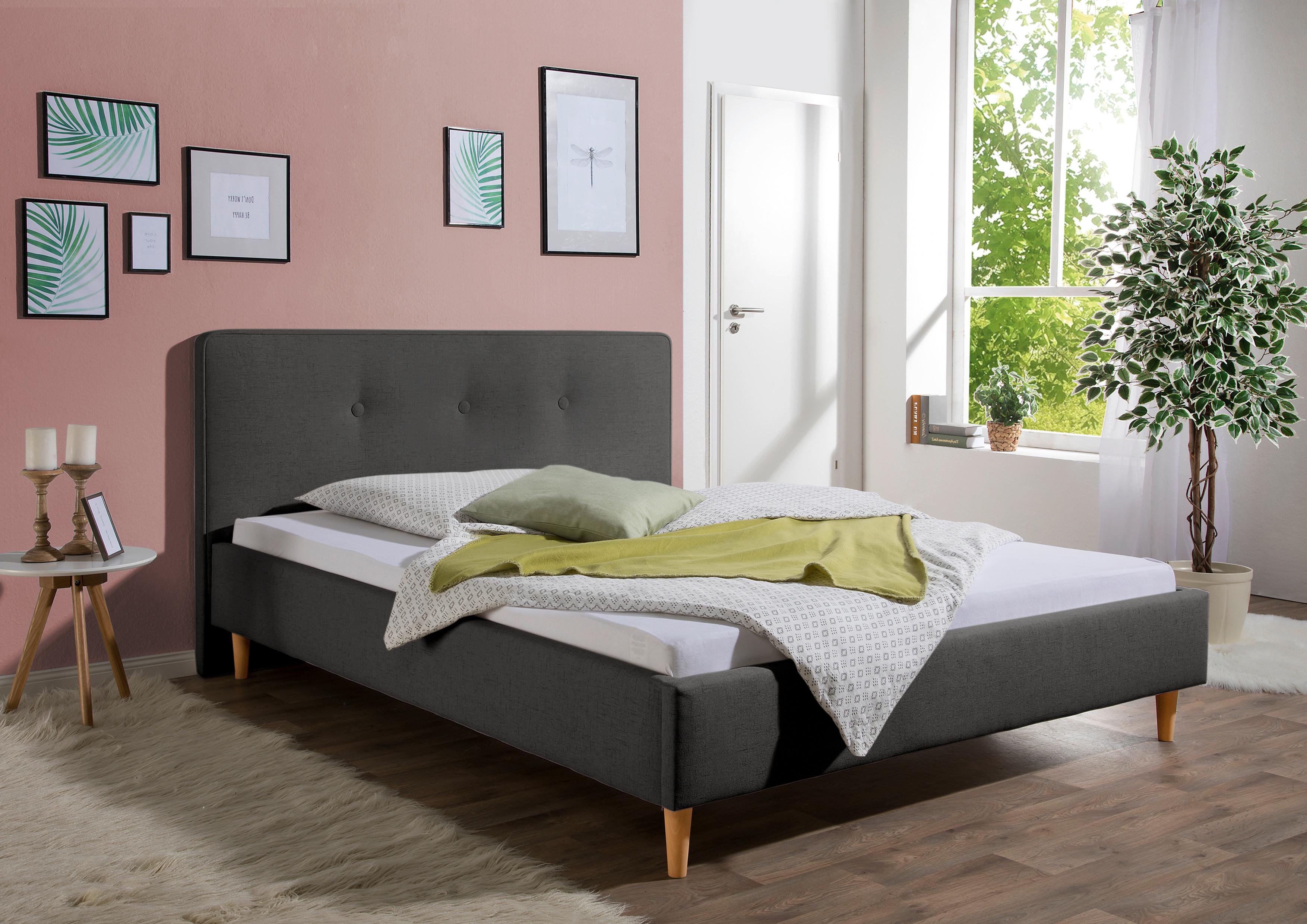 Polsterbett Slade Anthrazit ca. 100x200 cm Textil Livetastic Möbel > Betten > Polsterbetten Anthrazit