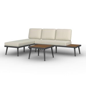 wohnli-moebel-suche-000954001501-1 Loungegarnitur Sallie Creme Holz/Metall/Outdoorstoff Holz, Metall Bessagi Garden Garten & Outdoor > Loungemöbel > Loungegarnituren Weiß