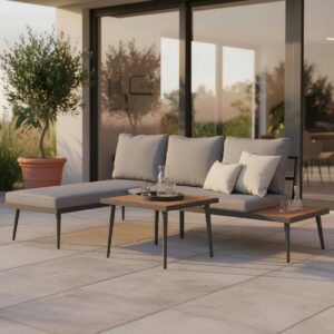 wohnli-moebel-suche-000954001701 Wohnli Möbelsuche - Loungegarnitur-Set Sallie Grau Holz/Metall/Outdoorstoff