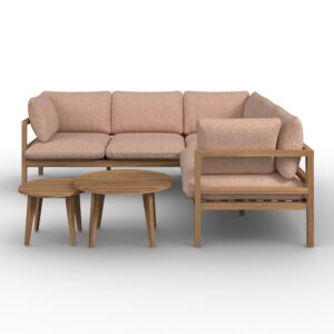 wohnli-moebel-suche-000954003101-1 Loungegarnitur Livia beige- rose Outdoorstoff/Holz Holz, Textil Bessagi Garden Garten & Outdoor > Loungemöbel > Loungegarnituren Braun