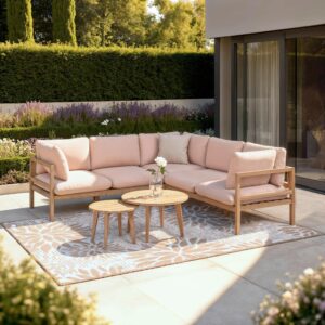 wohnli-moebel-suche-000954003101 Wohnli Möbelsuche - Loungegarnitur Livia beige- rose Outdoorstoff/Holz