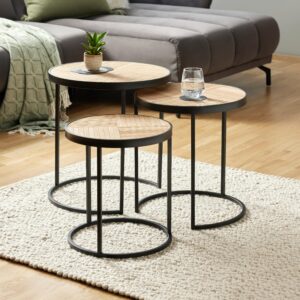 wohnli-moebel-suche-000965002801-1 Beistelltischset Can in Naturfarben/Schwarz Rund Metall, Naturmaterialien, Holzwerkstoff Mömax Möbel > Tische > Beistelltische > Beistelltische Metall Braun