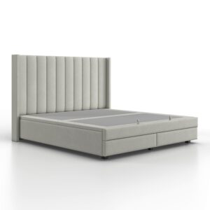 wohnli-moebel-suche-001018000402-1 Polsterbett Maya Hellgrau ca. 180x200 cm Textil, Metall, Holz Bessagi Home Möbel > Betten > Doppelbetten Grau