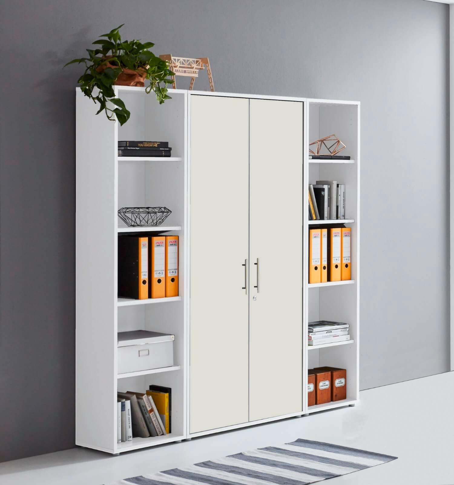 Aktenschrank Office Edition Sw Set 3 hoch Weiß Holzwerkstoff MID.YOU Möbel > Schränke > Büroschrank > Aktenschrank Weiß