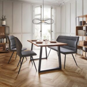 Sitzbank Eva Grau Webstoff Gepolstert Holz, Metall, Textil Bessagi Home Möbel > Bänke > Sitzbänke Grau