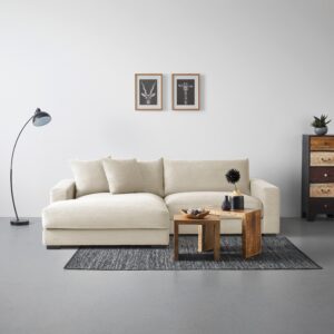 Wohnlandschaft Pedro in Creme Textil Mömax Möbel > Sofas & Couches > Wohnlandschaften > Ecksofas > XXL Ecksofas Weiß