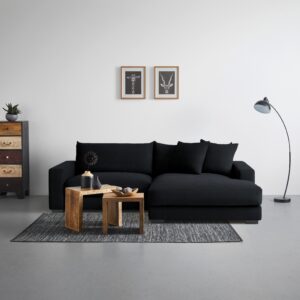 Ecksofa Pedro Schwarz Textil Based Möbel > Sofas & Couches > Wohnlandschaften > Ecksofas > XXL Ecksofas Schwarz