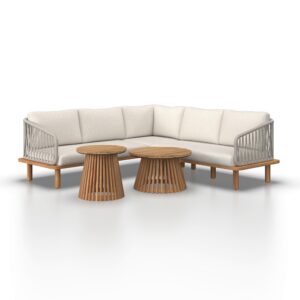 Loungegarnitur Mara Holz Outdoorstoff/Metall Holz, Metall, Textil Bessagi Garden Garten & Outdoor > Loungemöbel > Loungegarnituren Weiß