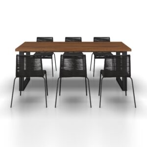 Gartenset Suna Schwarz Holz/Textil/Metall + Abdeckung Holz, Metall, Textil Bessagi Garden Garten & Outdoor > Gartenmöbel > Gartenmöbel-Sets Schwarz