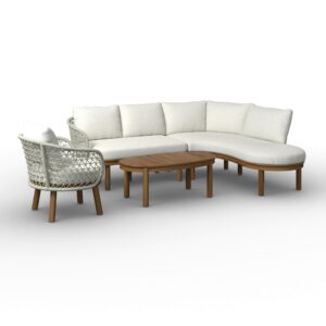 wohnli-moebel-suche-001197001901-1 Loungegarnitur Belaya Weiß/Grau Holz/Outdoorstoff Holz, Metall, Textil Bessagi Garden Garten & Outdoor > Loungemöbel > Loungegarnituren Grau