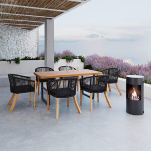 Wohnli Möbelsuche - Gartenset Alina Schwarz Akazie/Aluminium/Textil