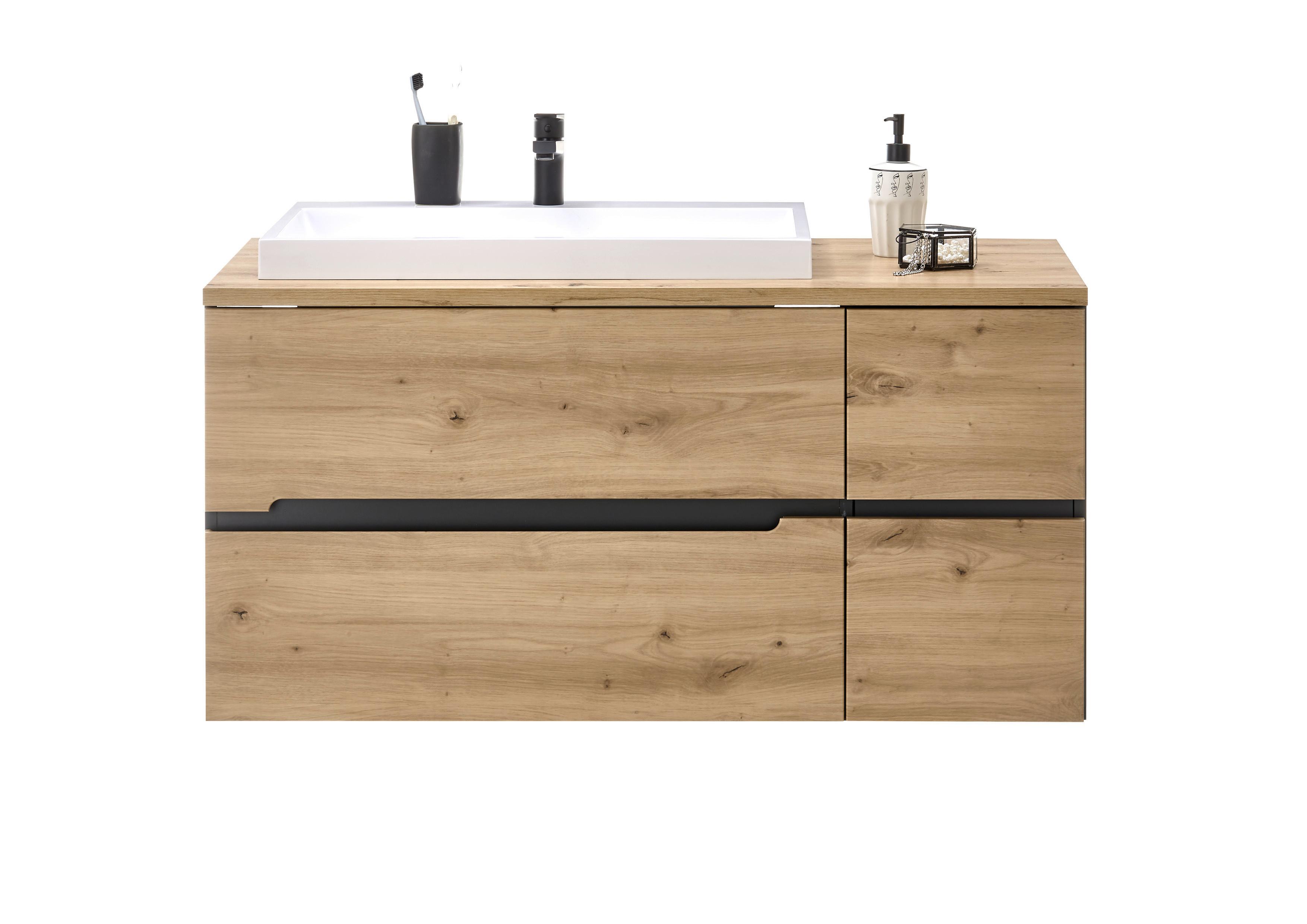 wohnli-moebel-suche-001279022606 Wohnli Möbelsuche - Waschbeckenunterschrank Memphis Grau/Eiche Artisan