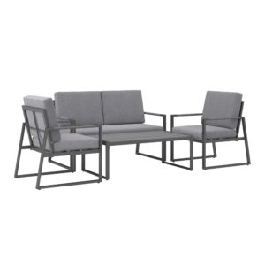 Loungegarnitur Rafael 1 Anthrazit/Grau Metall, Kunststoff, Textil Mömax Garten & Outdoor > Loungemöbel > Loungegarnituren Anthrazit