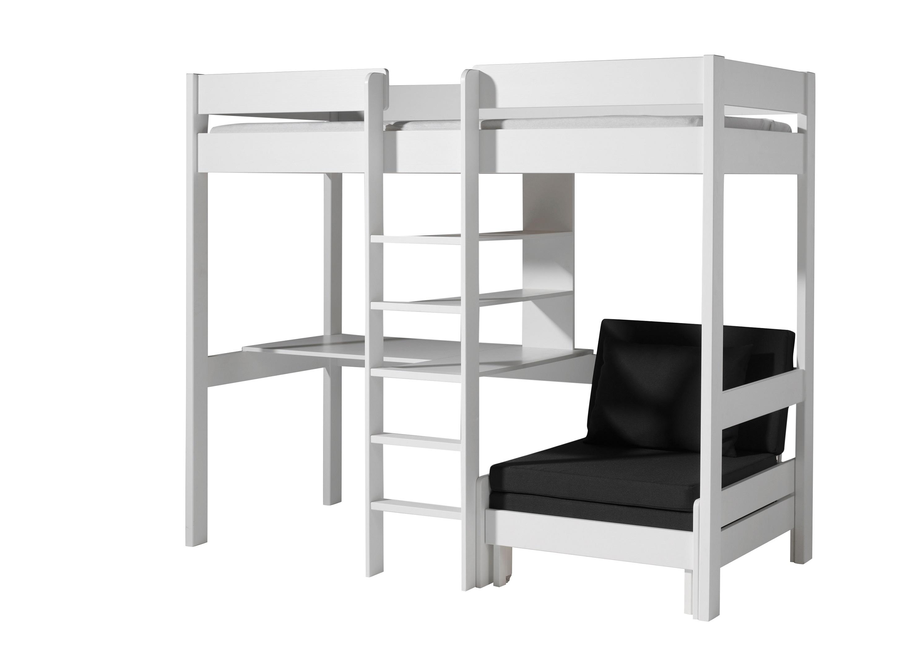 HOCHBETT Pino B: 105 cm Weiß Holz Vipack Möbel > Betten > Hoch- und Etagenbetten > Hochbetten Weiß