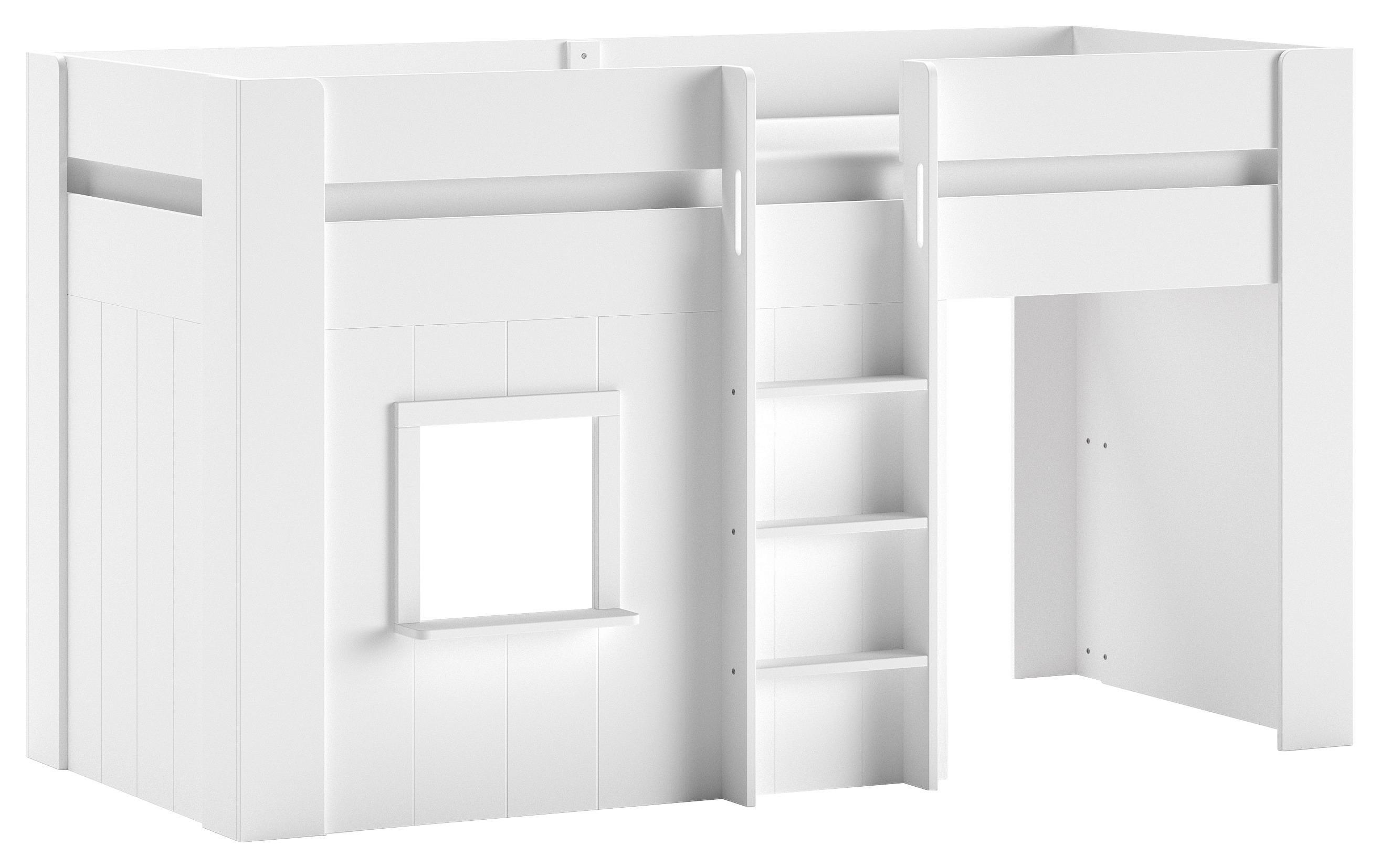 Hochbett RENO Weiß ca. 90x200 cm MDF Holz Vipack Möbel > Betten > Hoch- und Etagenbetten > Hochbetten Weiß