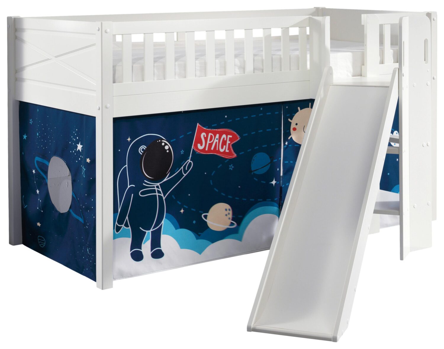 Spielbett Scott Space Shuttle ca. 90x200 cm Kiefer Weiß Holz MID.YOU Möbel > Betten Weiß