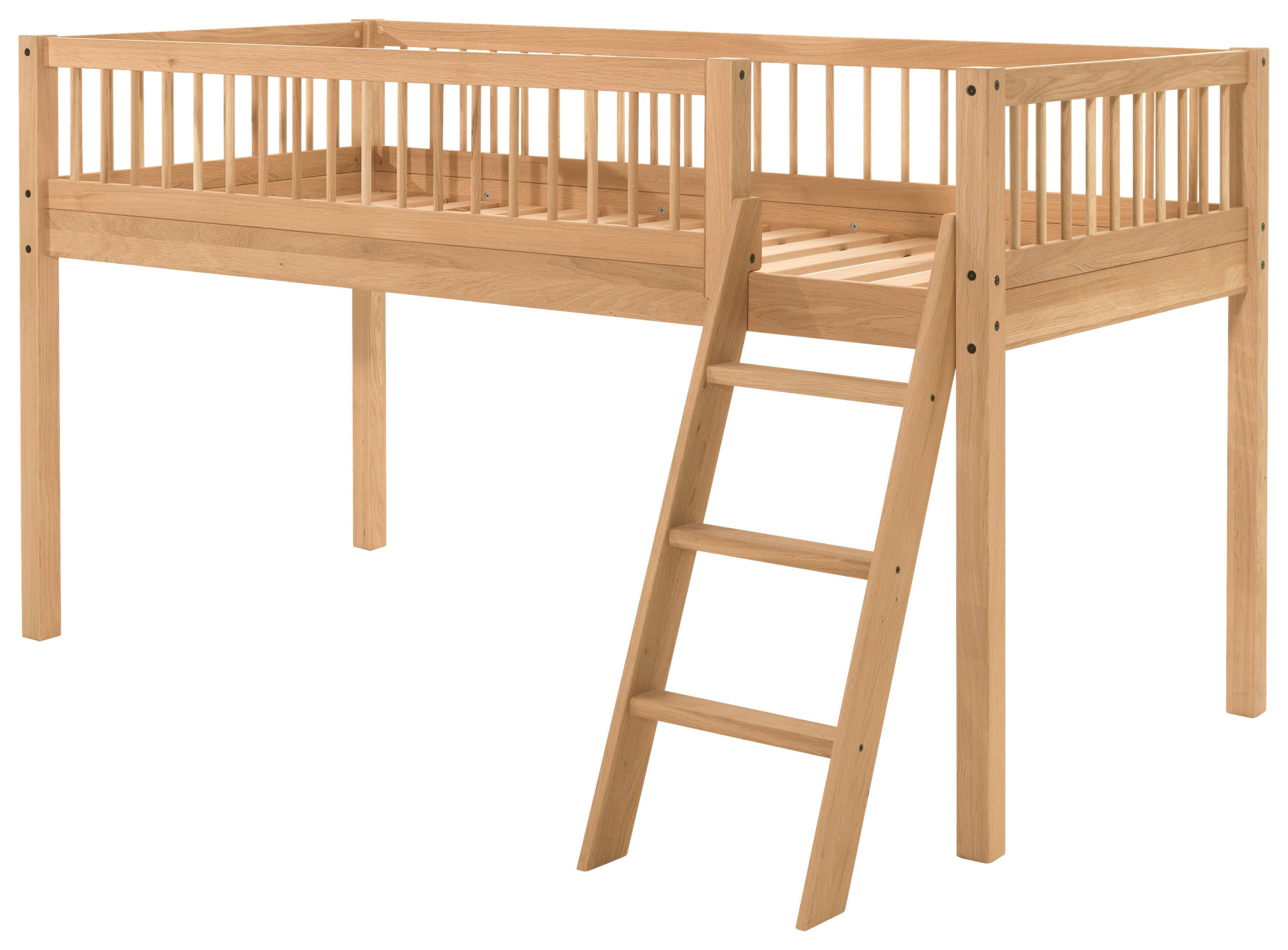 Hochbett FORREST Naturfarben ca.90x200cm Echtholz Eiche Holz Vipack Möbel > Betten > Hoch- und Etagenbetten > Hochbetten Braun