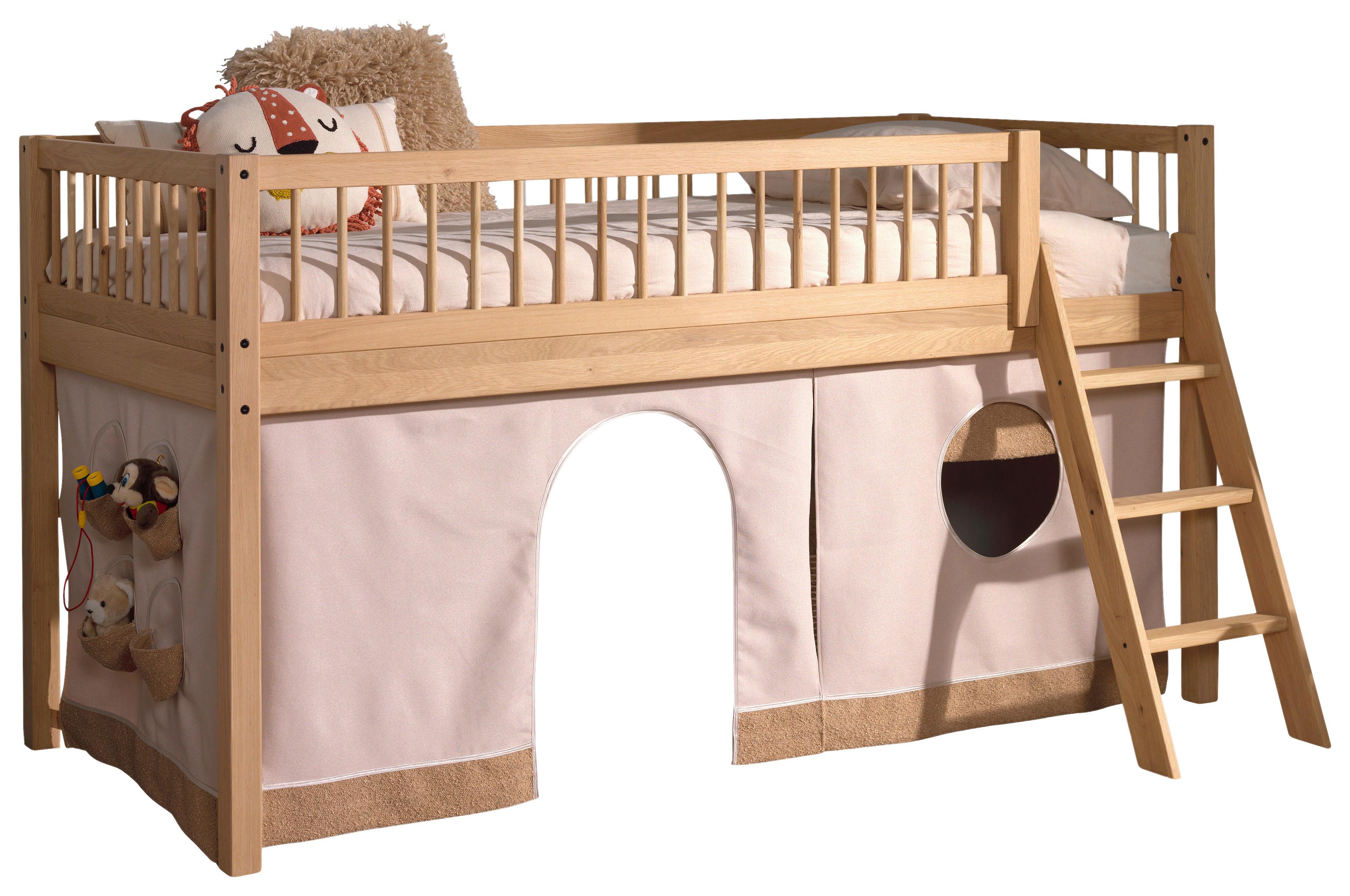 Hochbett FORREST Naturfarben ca.90x200cm Echtholz Eiche Holz Vipack Möbel > Betten > Hoch- und Etagenbetten > Hochbetten Braun
