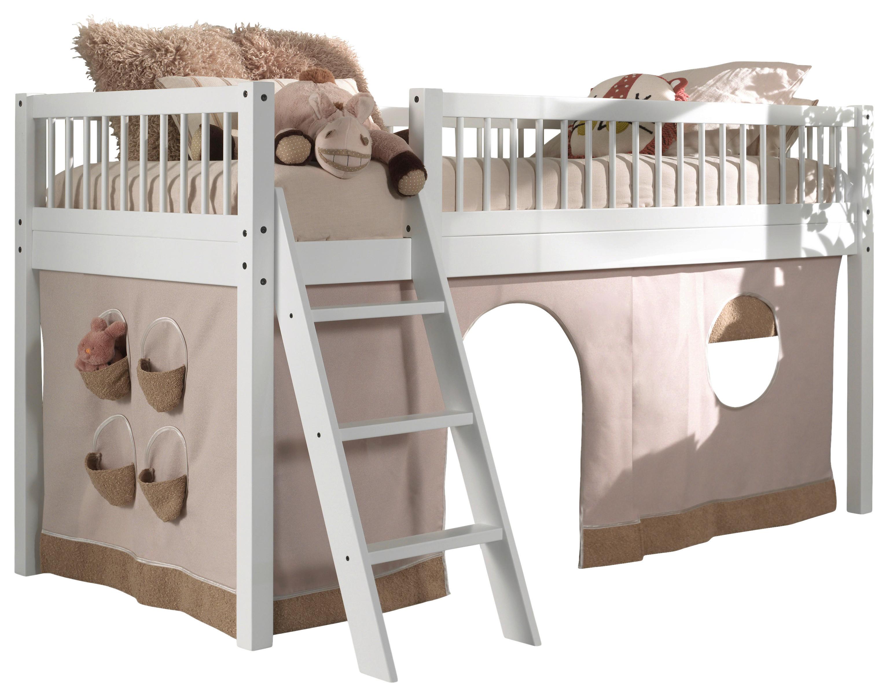 Hochbett FORREST Weiß ca.90x200cm Echtholz Buche Holz Vipack Möbel > Betten > Hoch- und Etagenbetten > Hochbetten Weiß