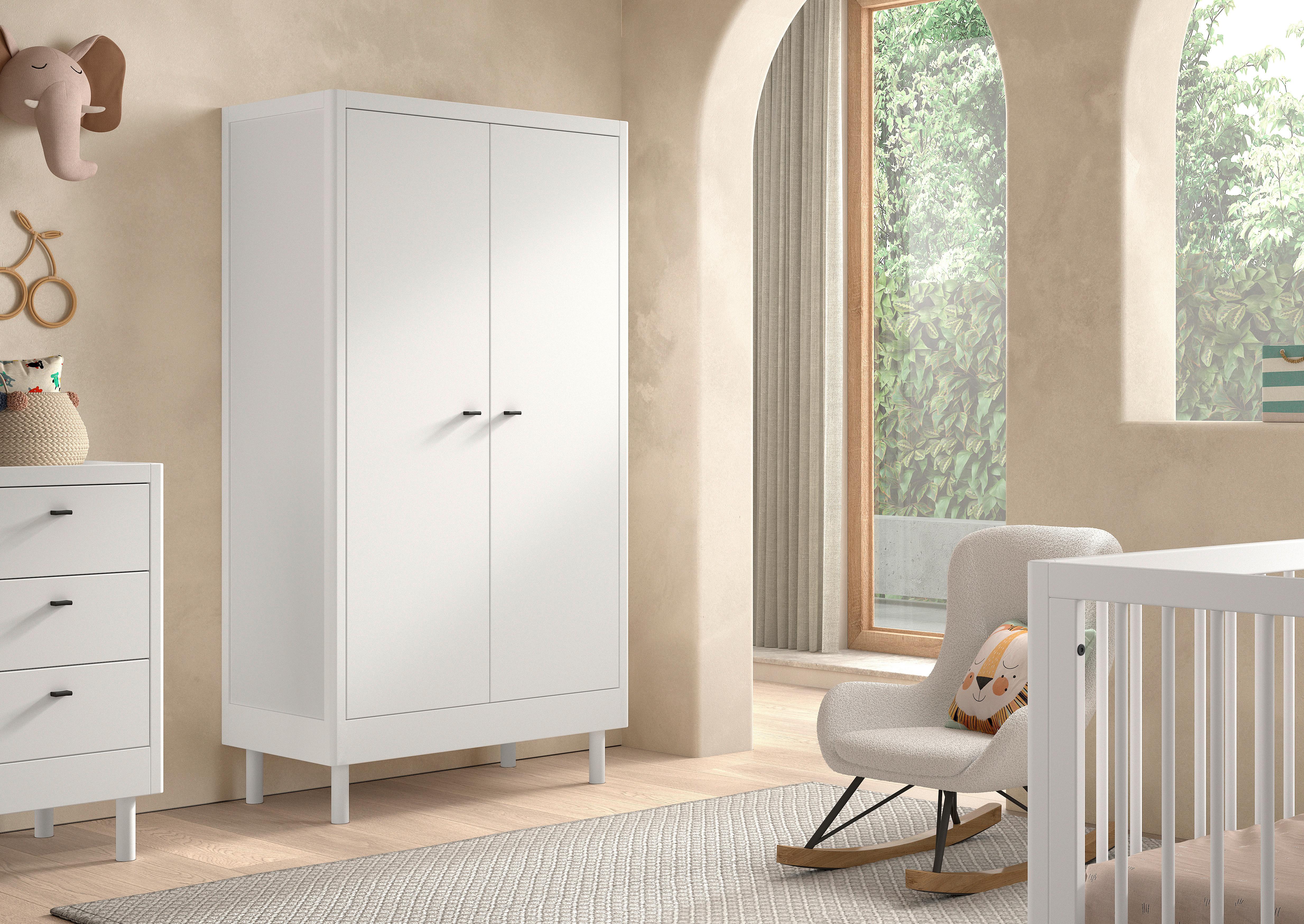 Drehtürenschrank FORREST Weiß ca.100x190x55cm Echtholz Buche Holz Vipack Möbel > Schränke > Kleiderschränke > Drehtürenschränke Weiß