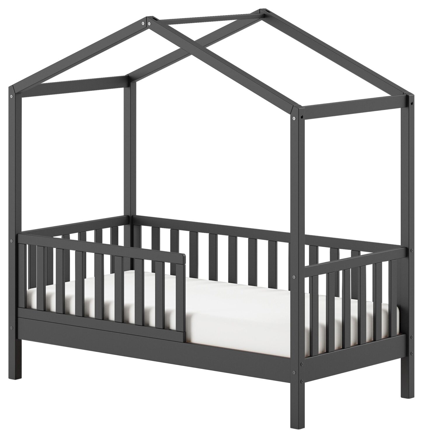 Hausbett Junior ca. 70x140 cm Anthrazit Holz MID.YOU Möbel > Betten Anthrazit